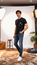 Self Printed Men's T-Shirt  With Designed Pocket