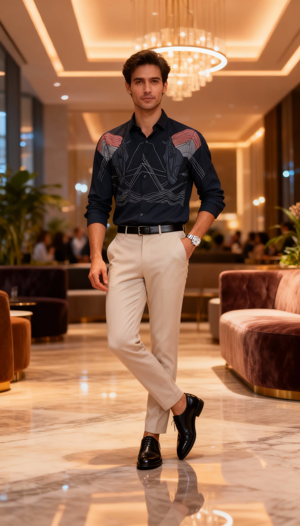 Self Design Premium Club Wear Sequin Men's Shirt