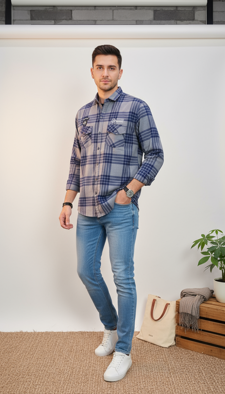 Checks Double Pocket Men's Shirt