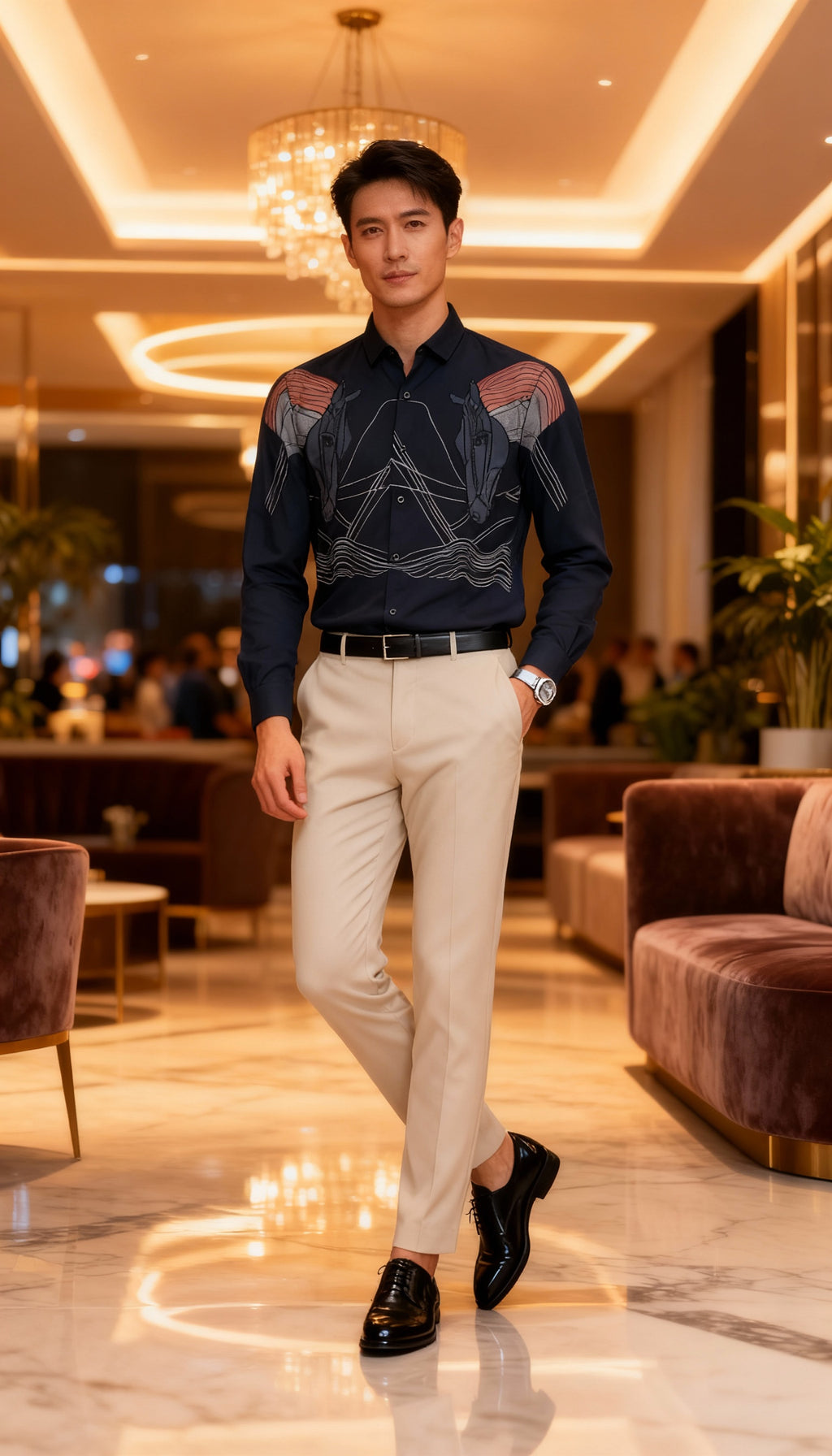 Self Design Premium Club Wear Sequin Men's Shirt