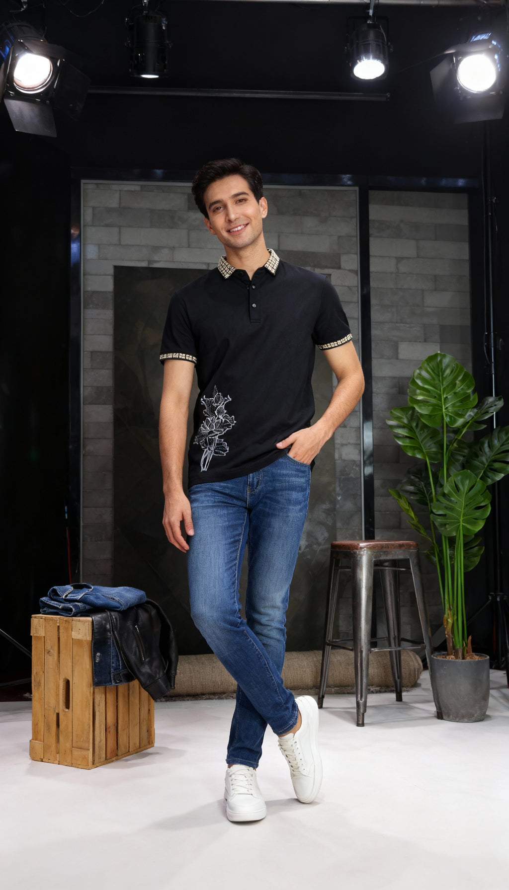 Self Printed Polo Men's T-Shirt