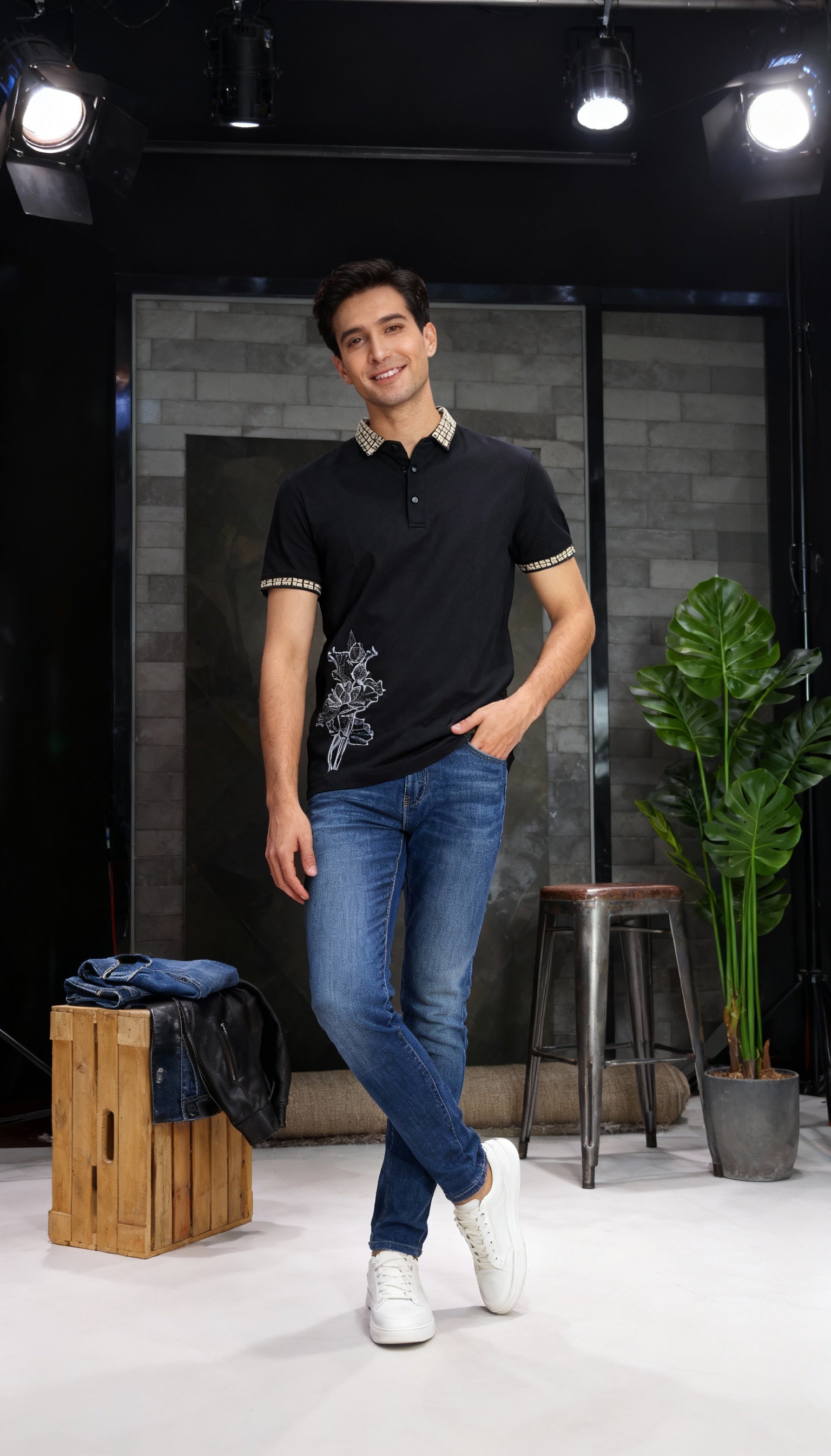 Self Printed Polo Men's T-Shirt