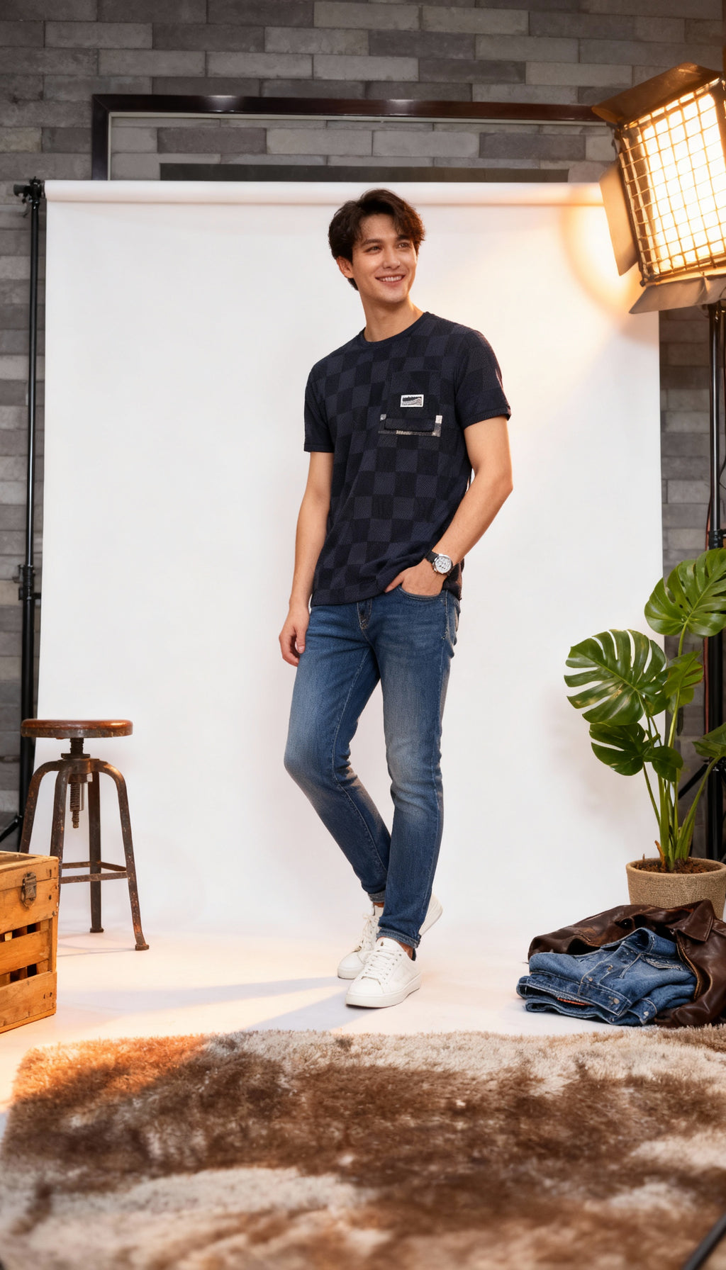 Self Printed Men's T-Shirt  With Designed Pocket