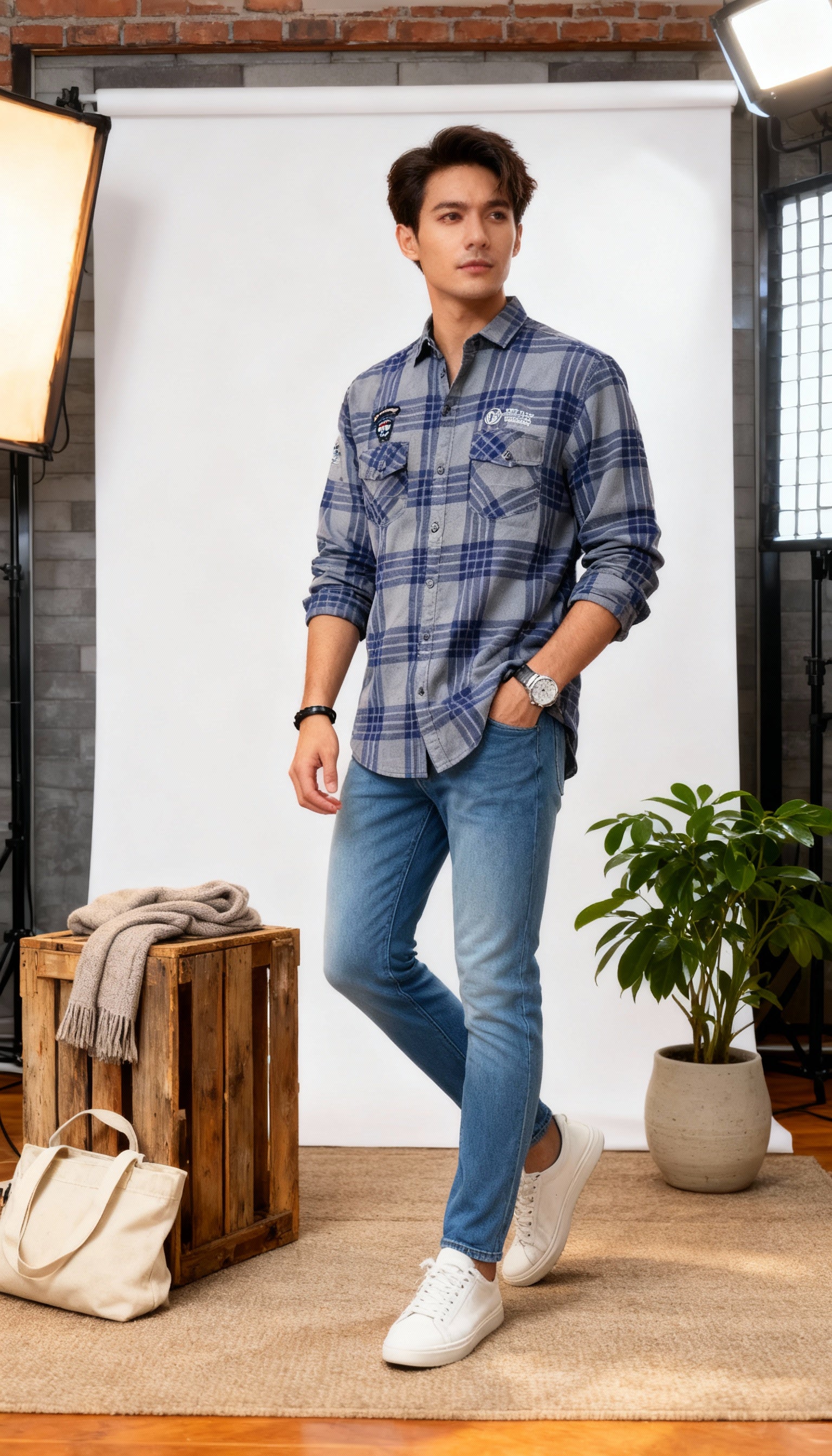 Checks Double Pocket Men's Shirt