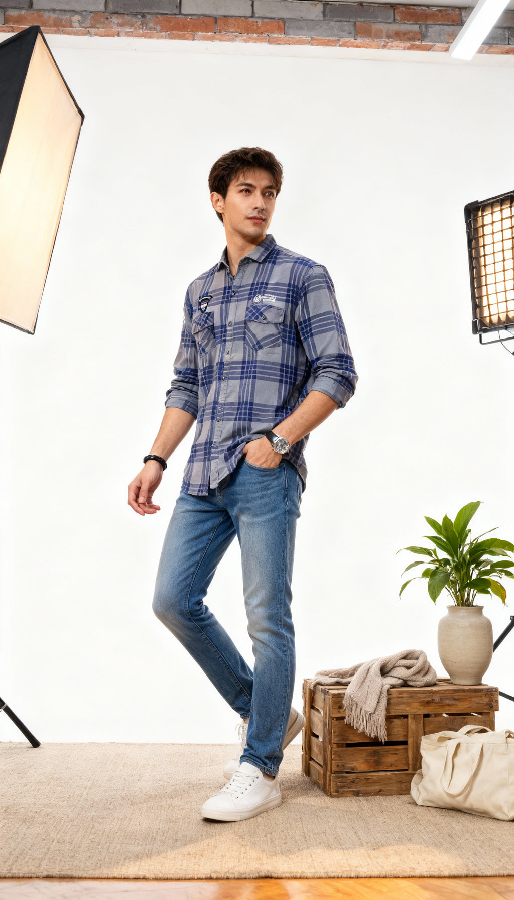 Checks Double Pocket Men's Shirt