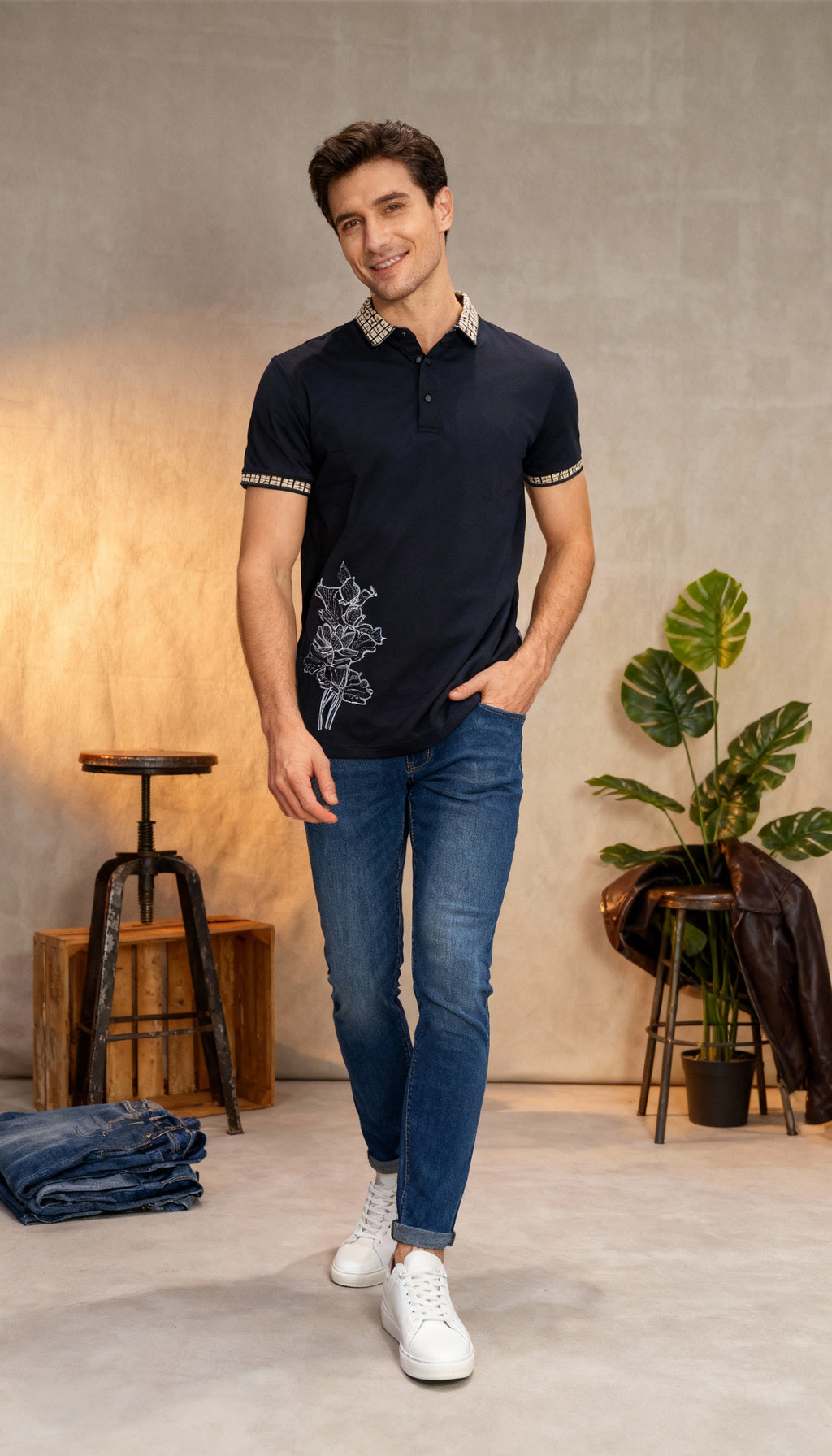 Self Printed Polo Men's T-Shirt