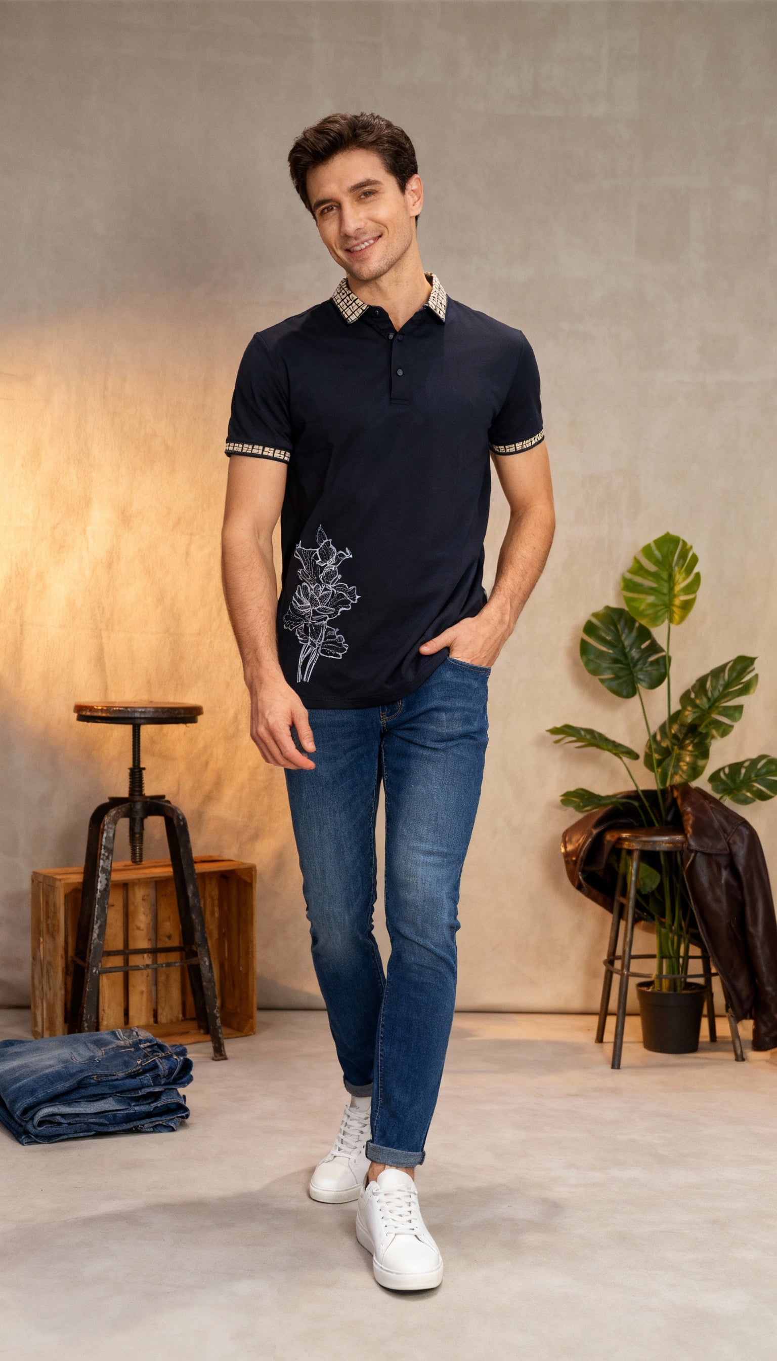 Self Printed Polo Men's T-Shirt