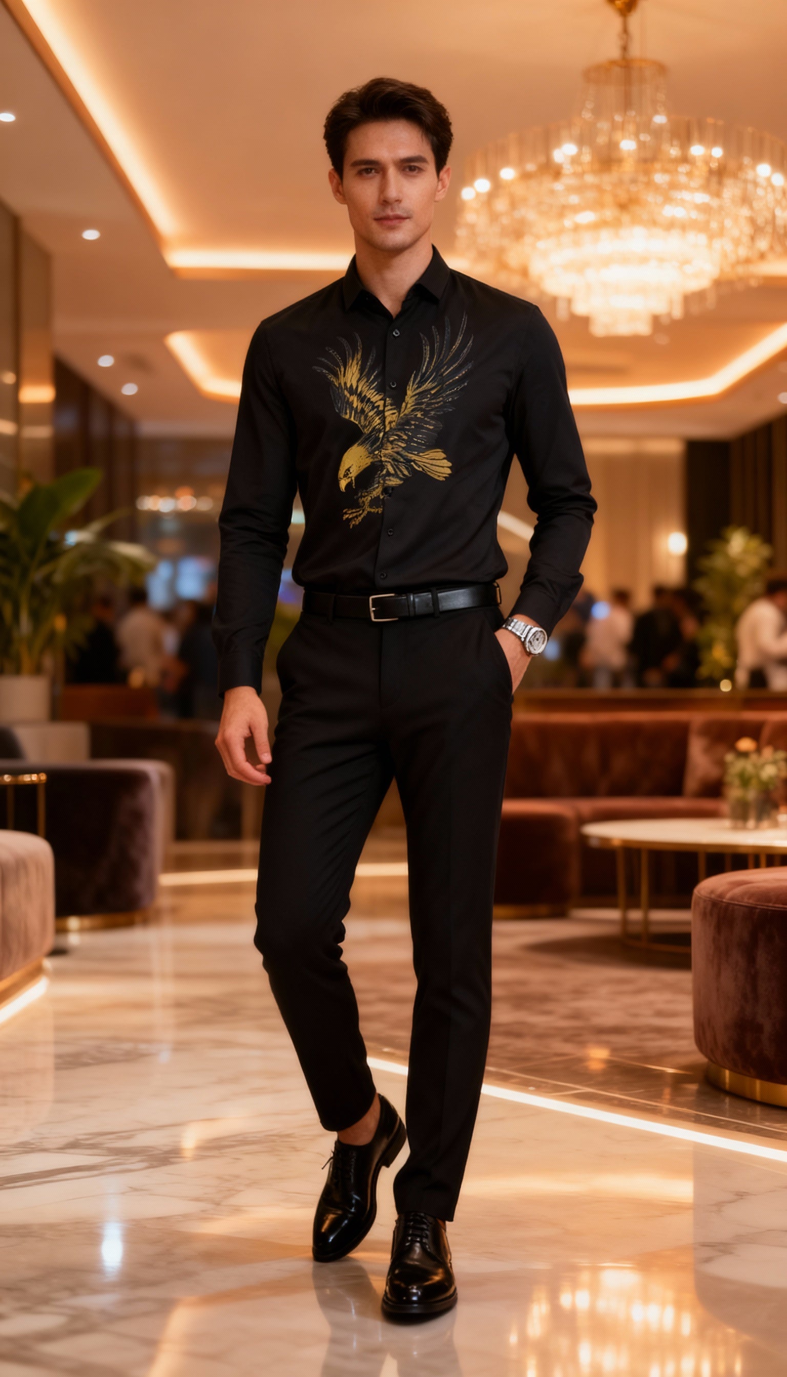 Self Design Premium Club Wear Sequin Men's Shirt