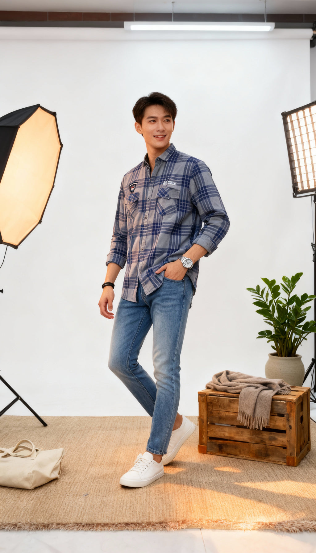 Checks Double Pocket Men's Shirt