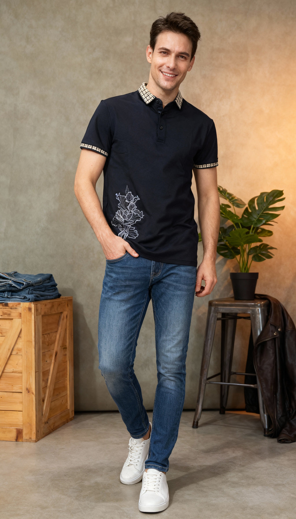 Self Printed Polo Men's T-Shirt