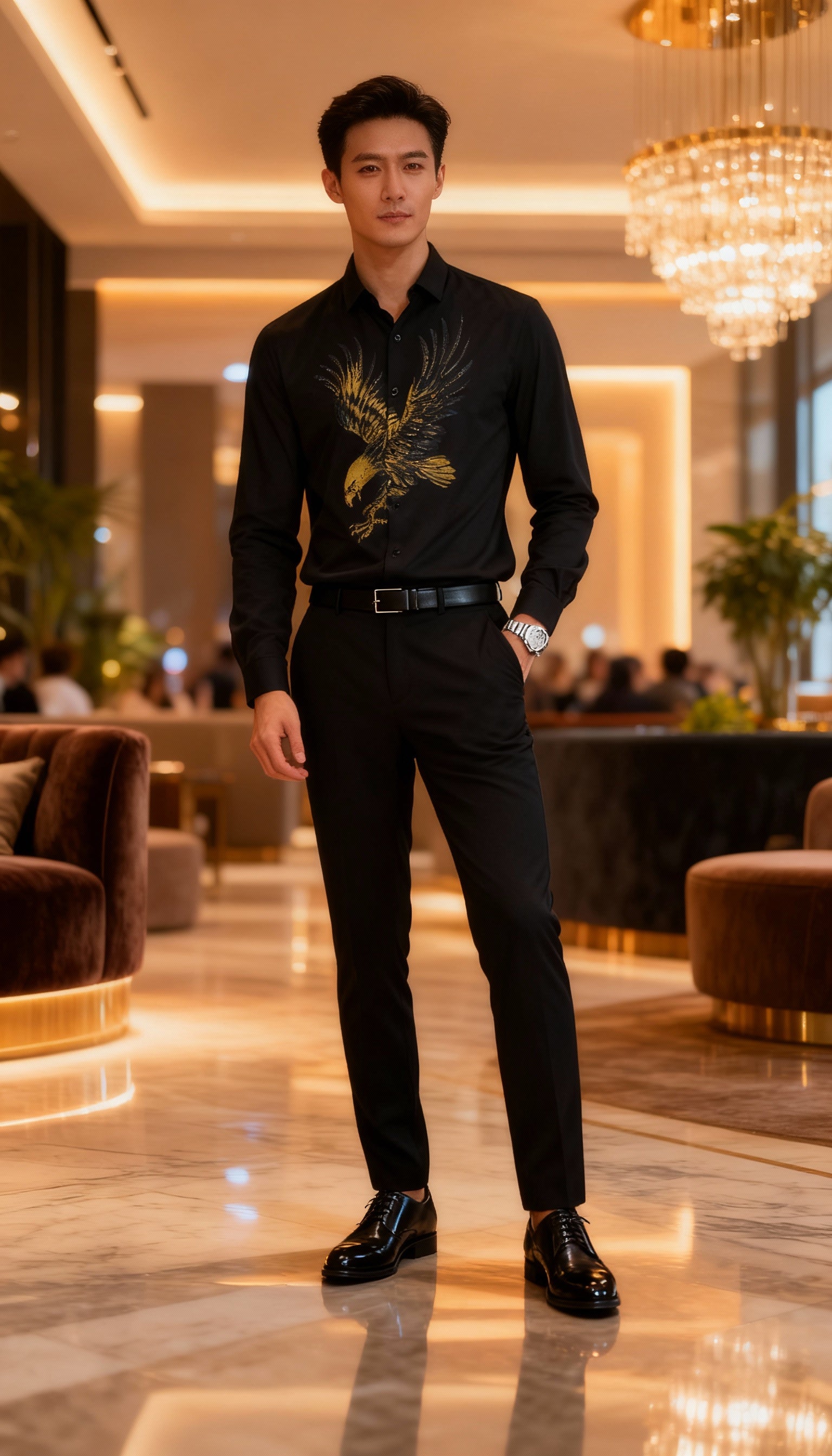 Self Design Premium Club Wear Sequin Men's Shirt
