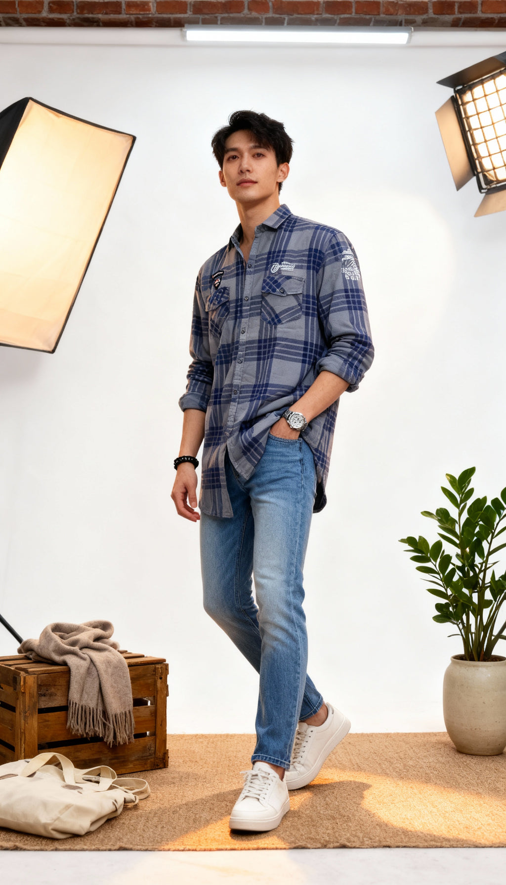 Checks Double Pocket Men's Shirt