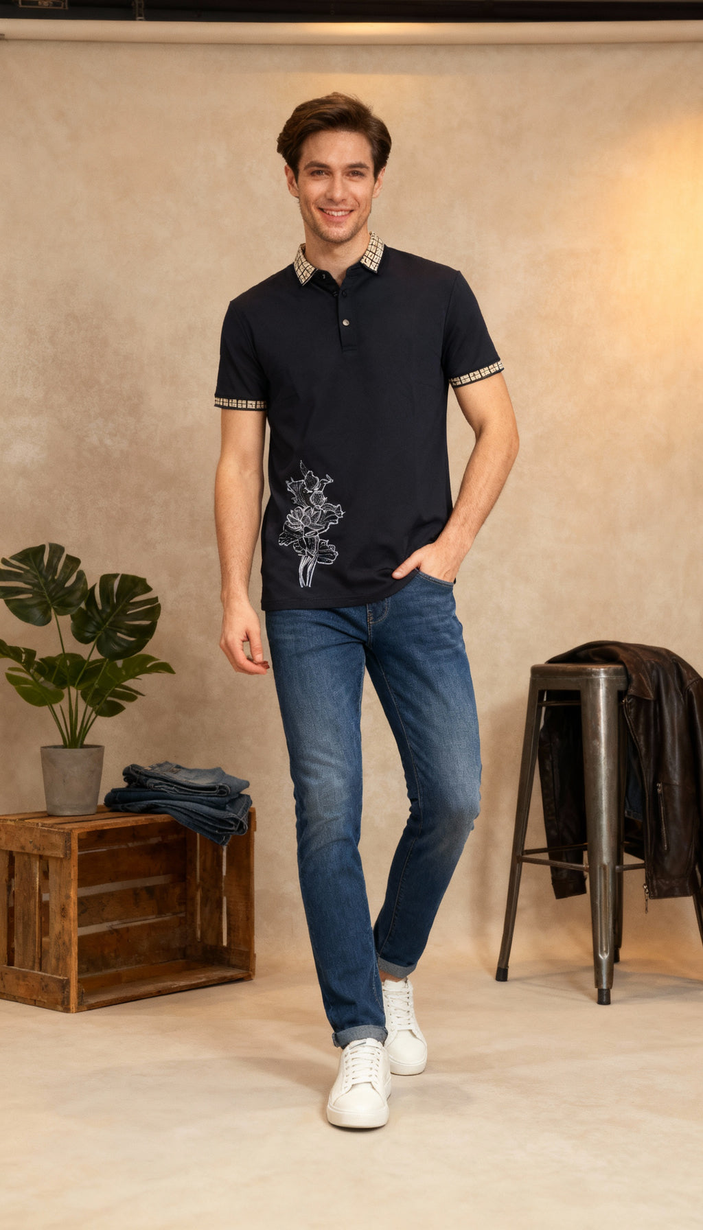 Self Printed Polo Men's T-Shirt