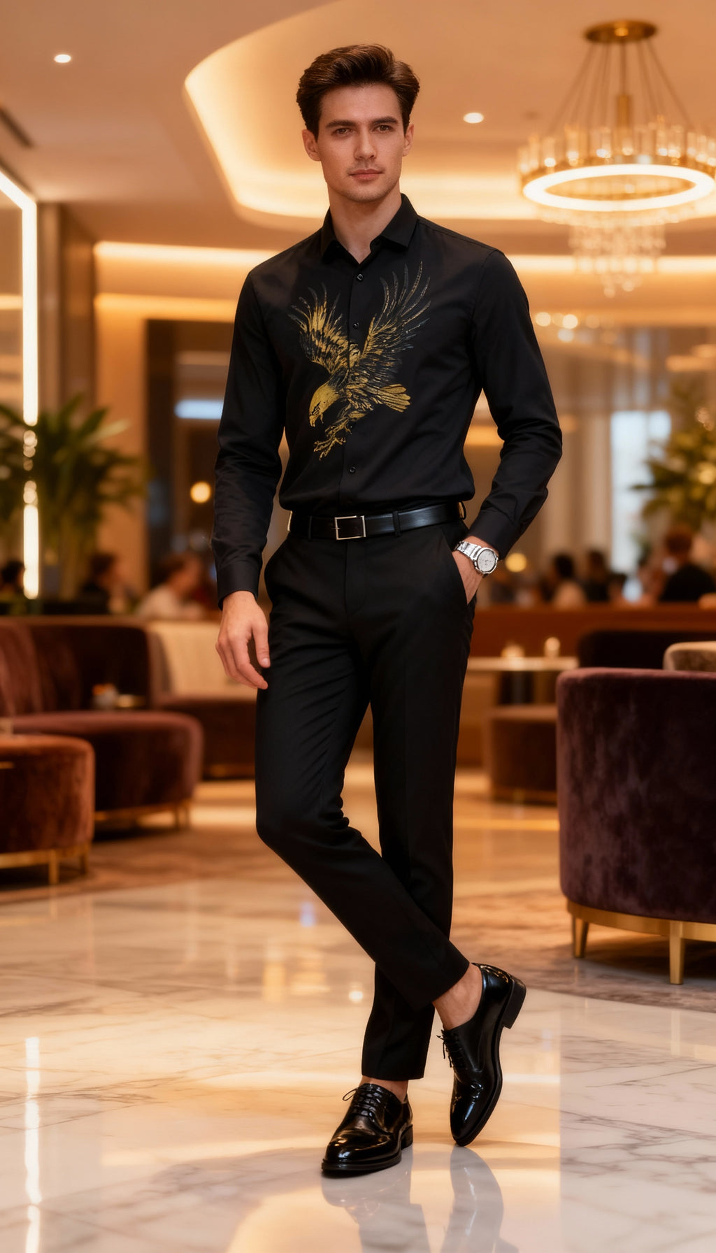 Self Design Premium Club Wear Sequin Men's Shirt