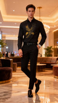 Self Design Premium Club Wear Sequin Men's Shirt