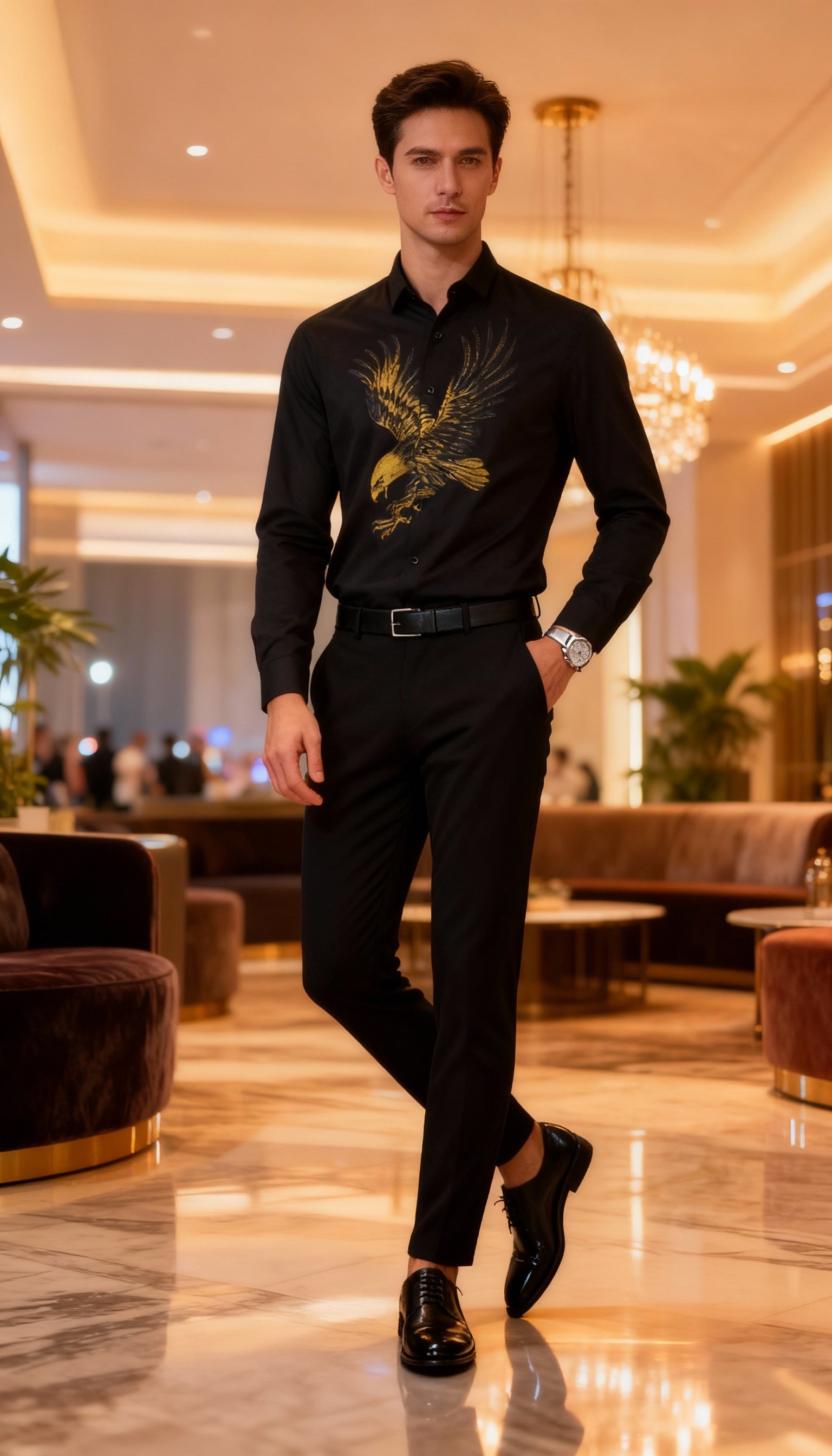 Self Design Premium Club Wear Sequin Men's Shirt