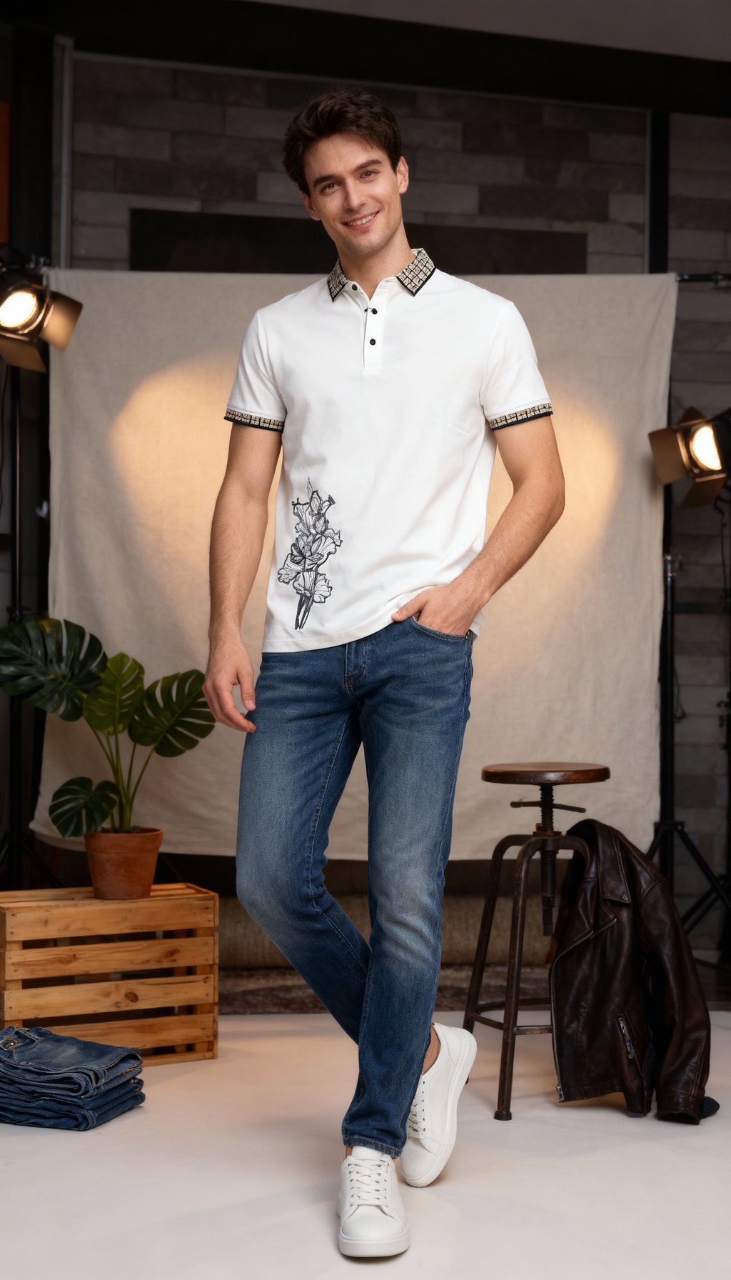 Self Printed Polo Men's T-Shirt