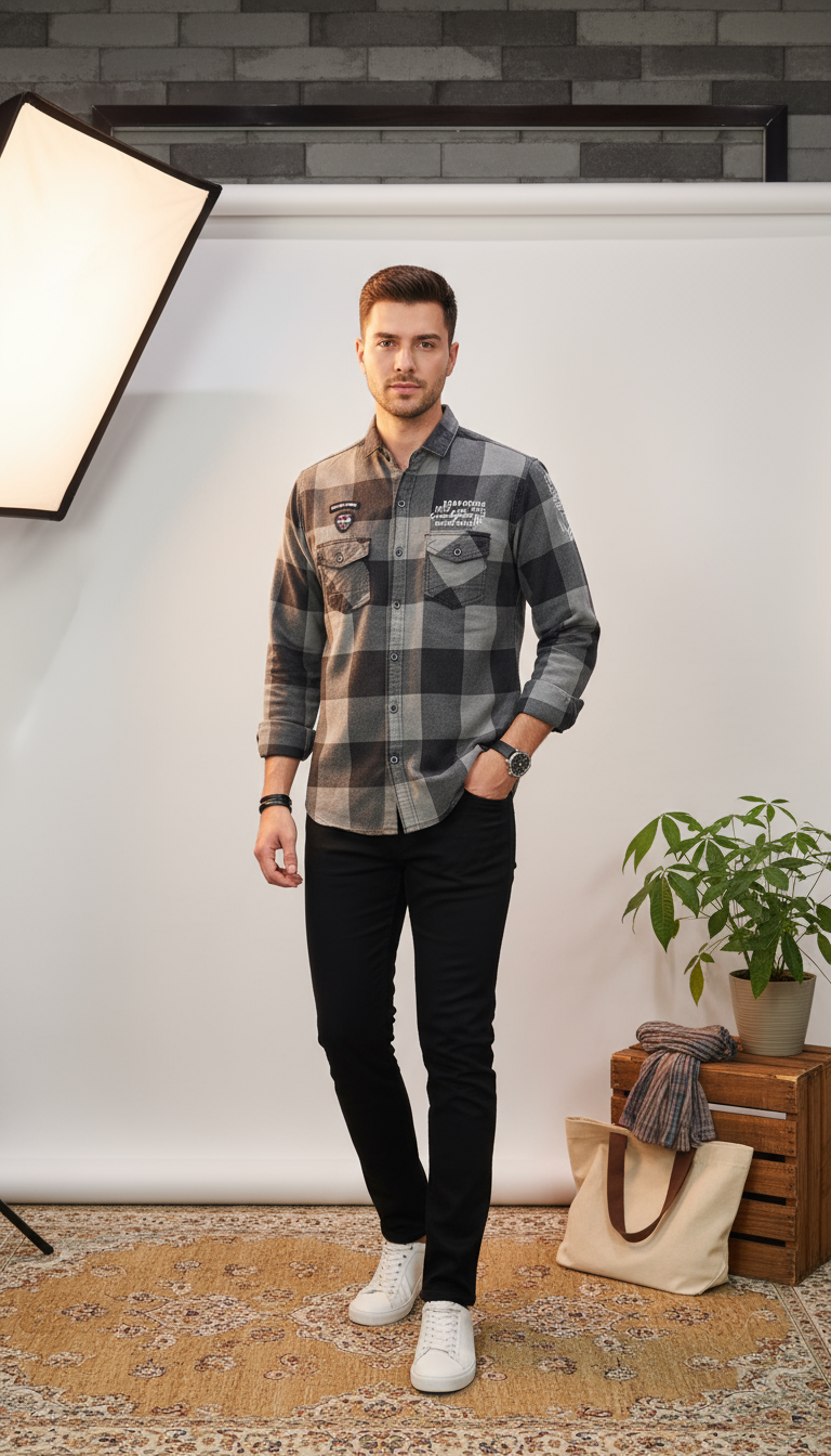 Checks Double Pocket Men's Shirt