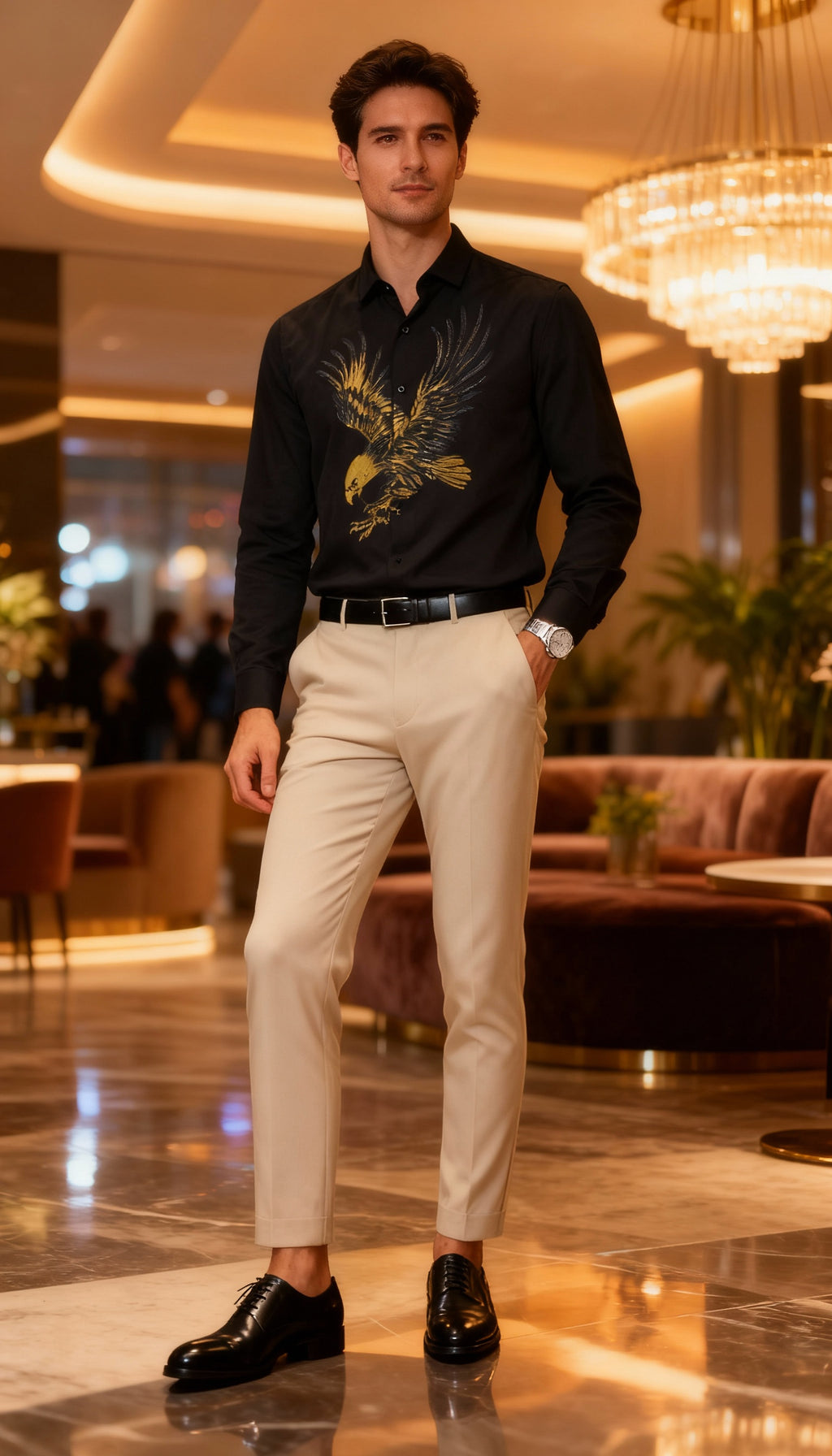 Self Design Premium Club Wear Sequin Men's Shirt