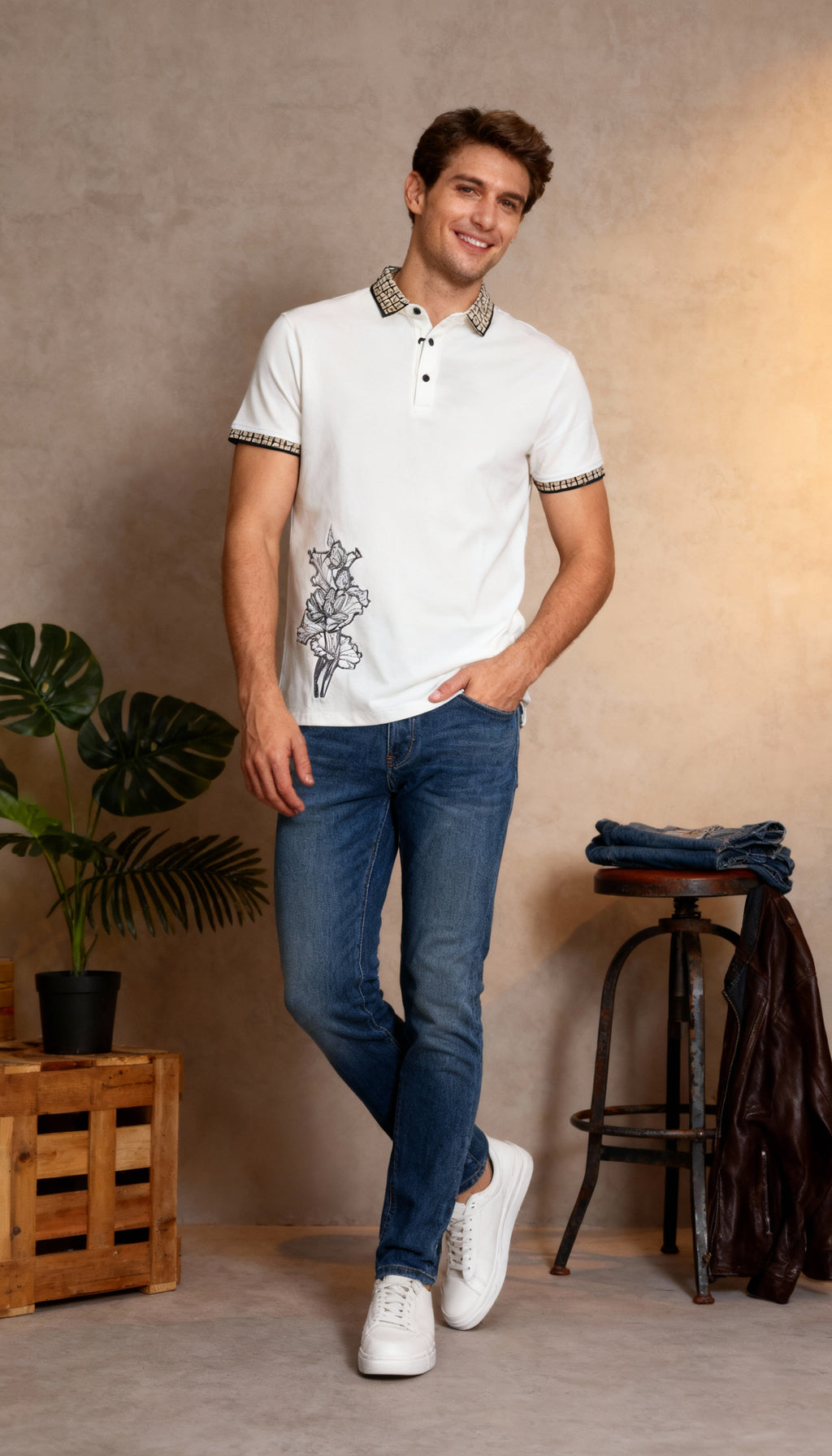 Self Printed Polo Men's T-Shirt