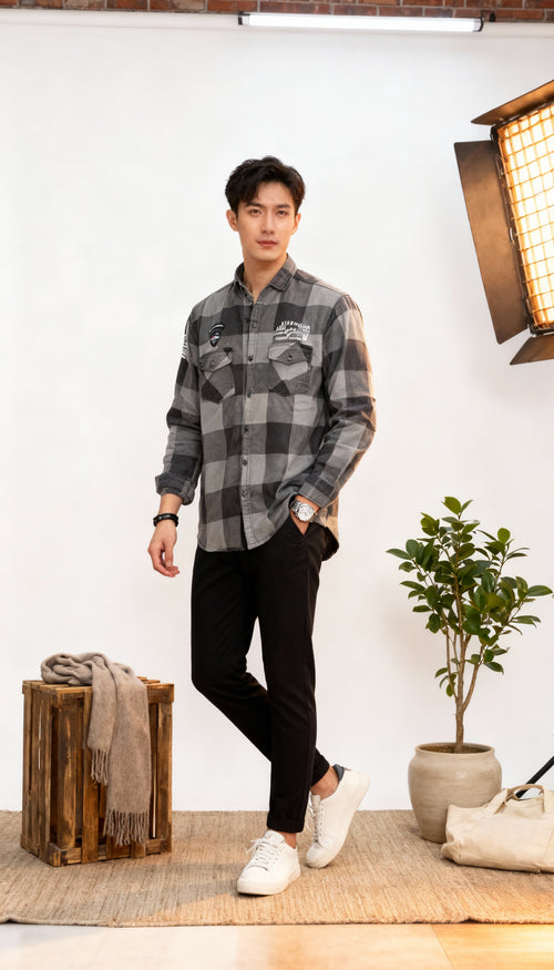 Checks Double Pocket Men's Shirt