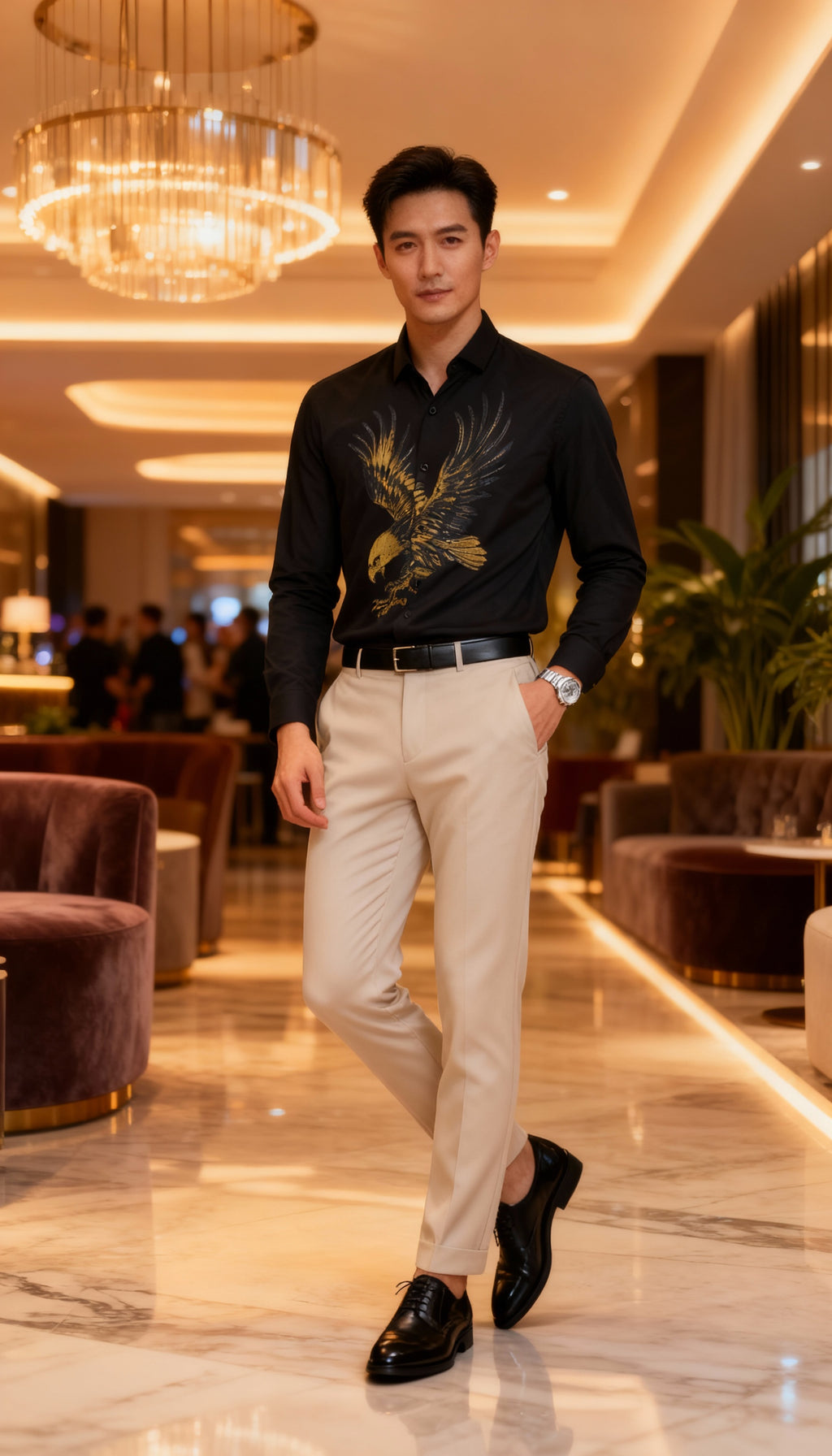 Self Design Premium Club Wear Sequin Men's Shirt