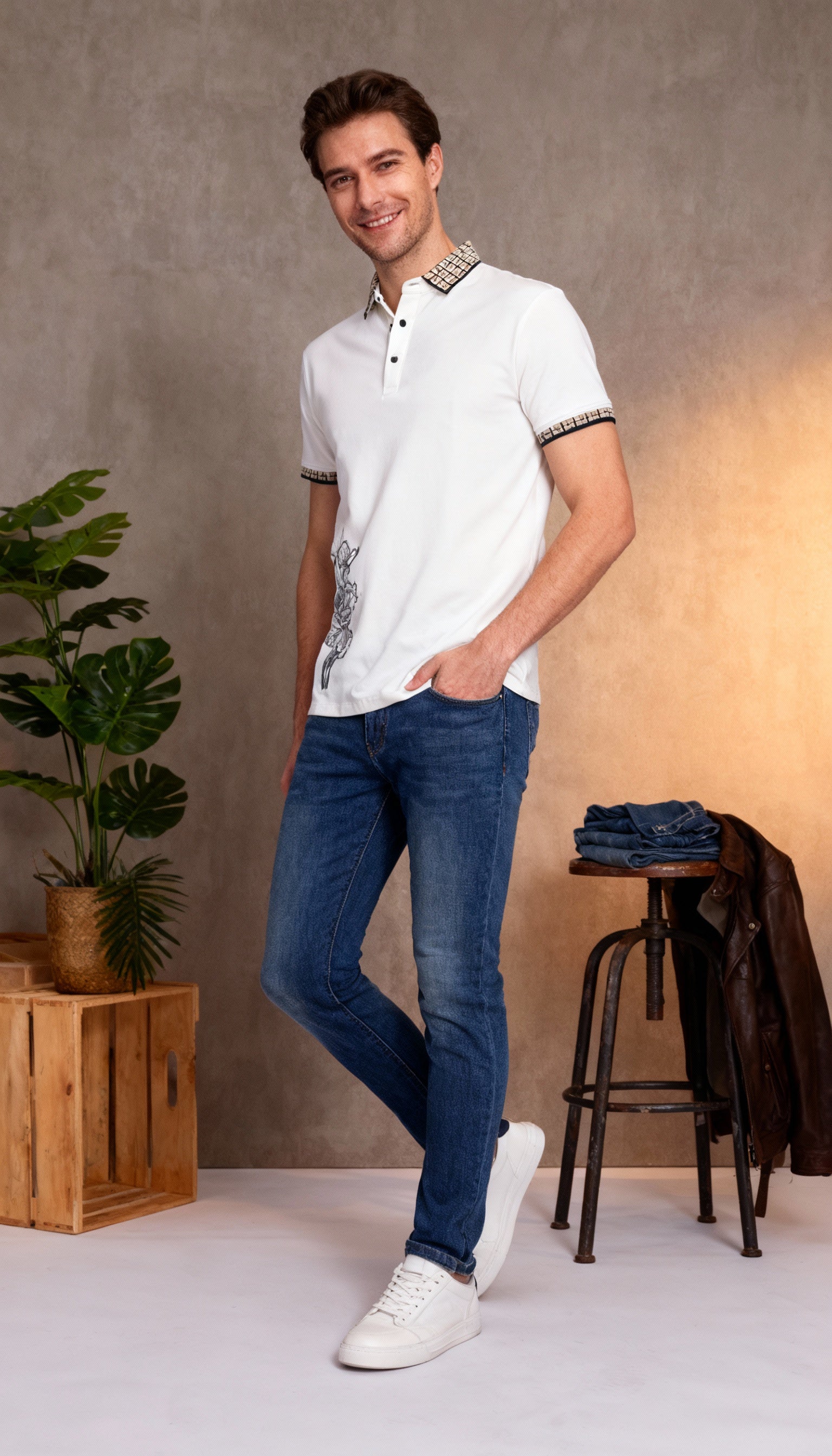 Self Printed Polo Men's T-Shirt