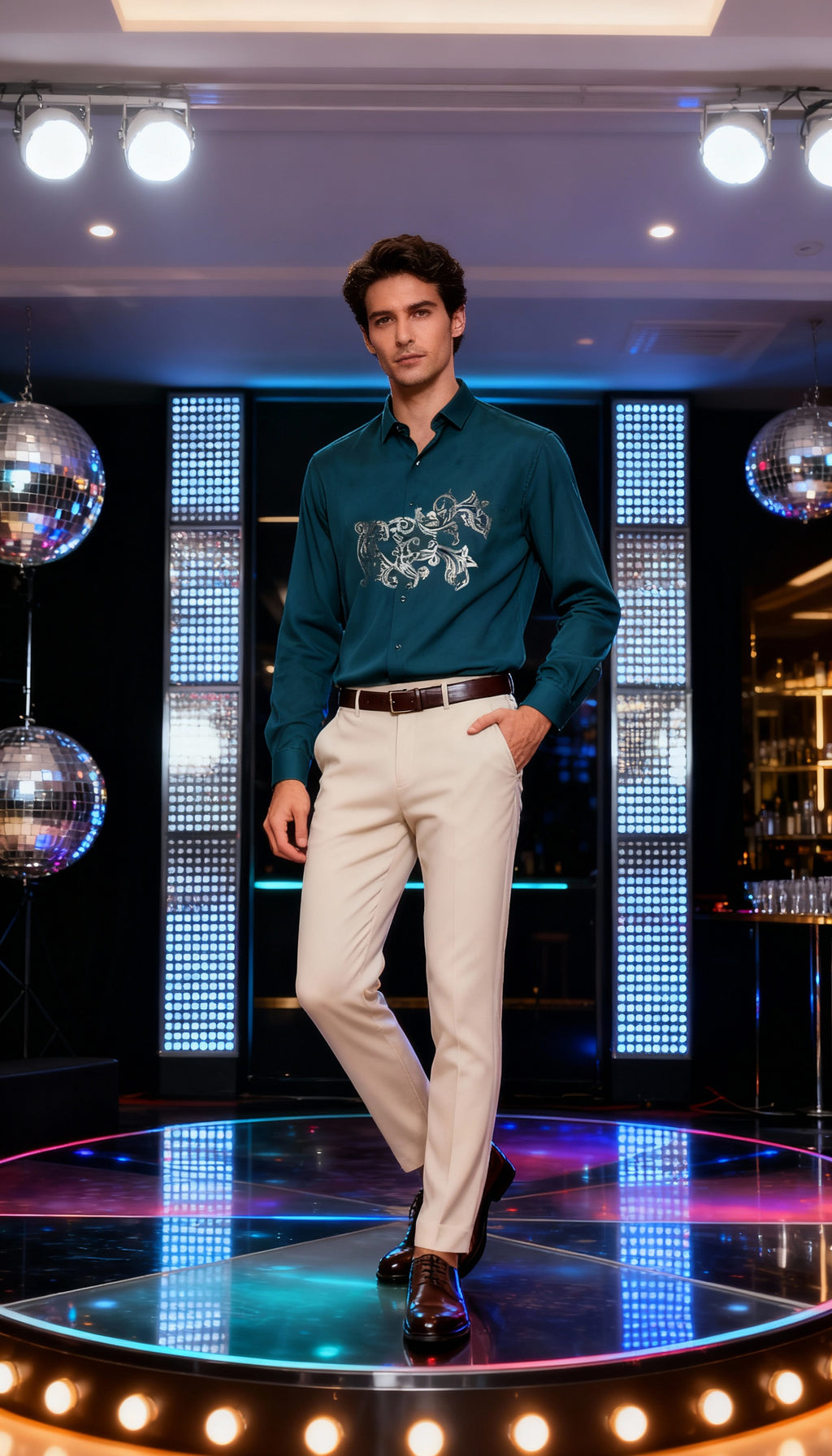 Self Design Premium Club Wear Sequin Men's Shirt