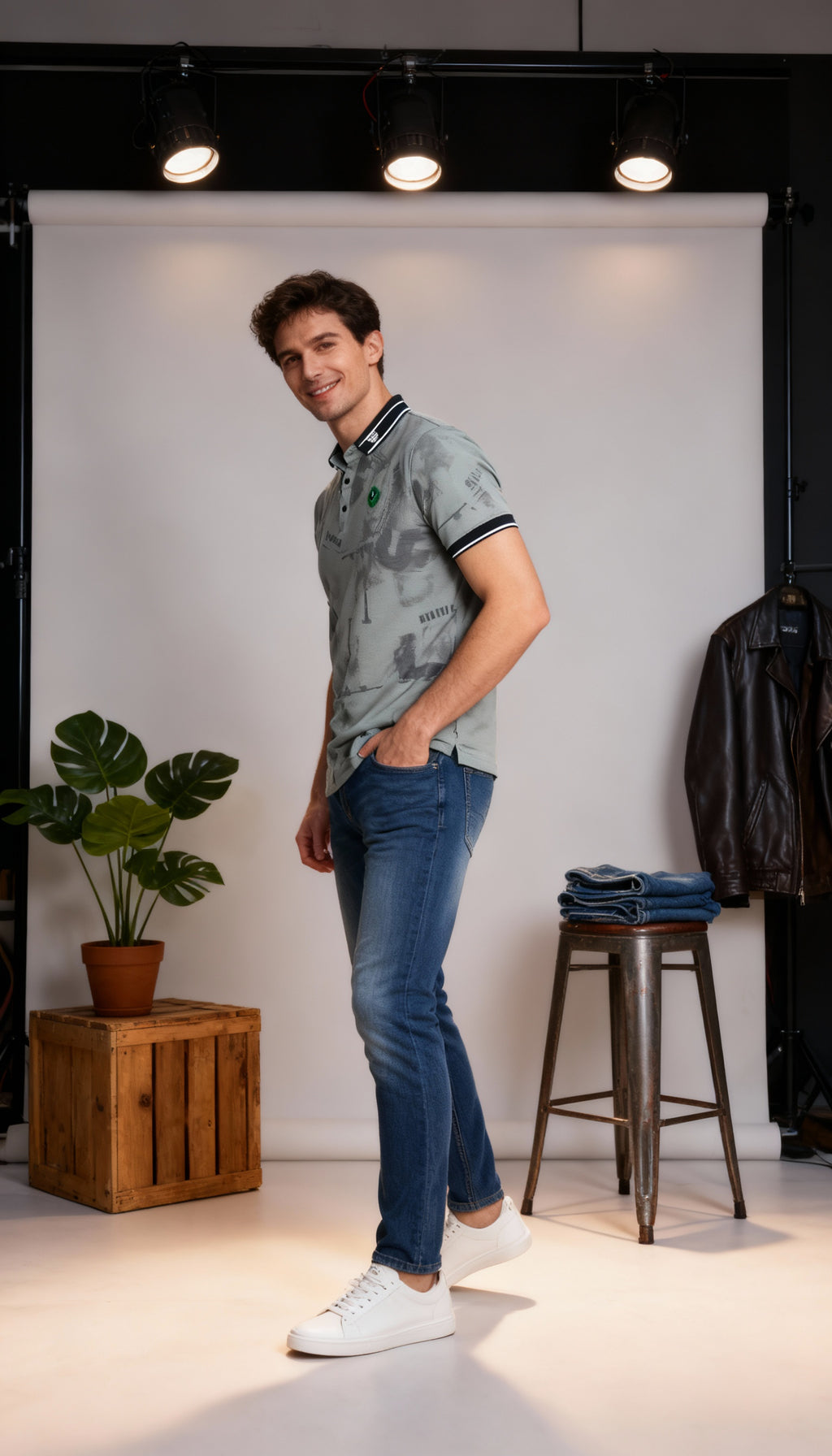 Self Printed Polo Men's T-Shirt