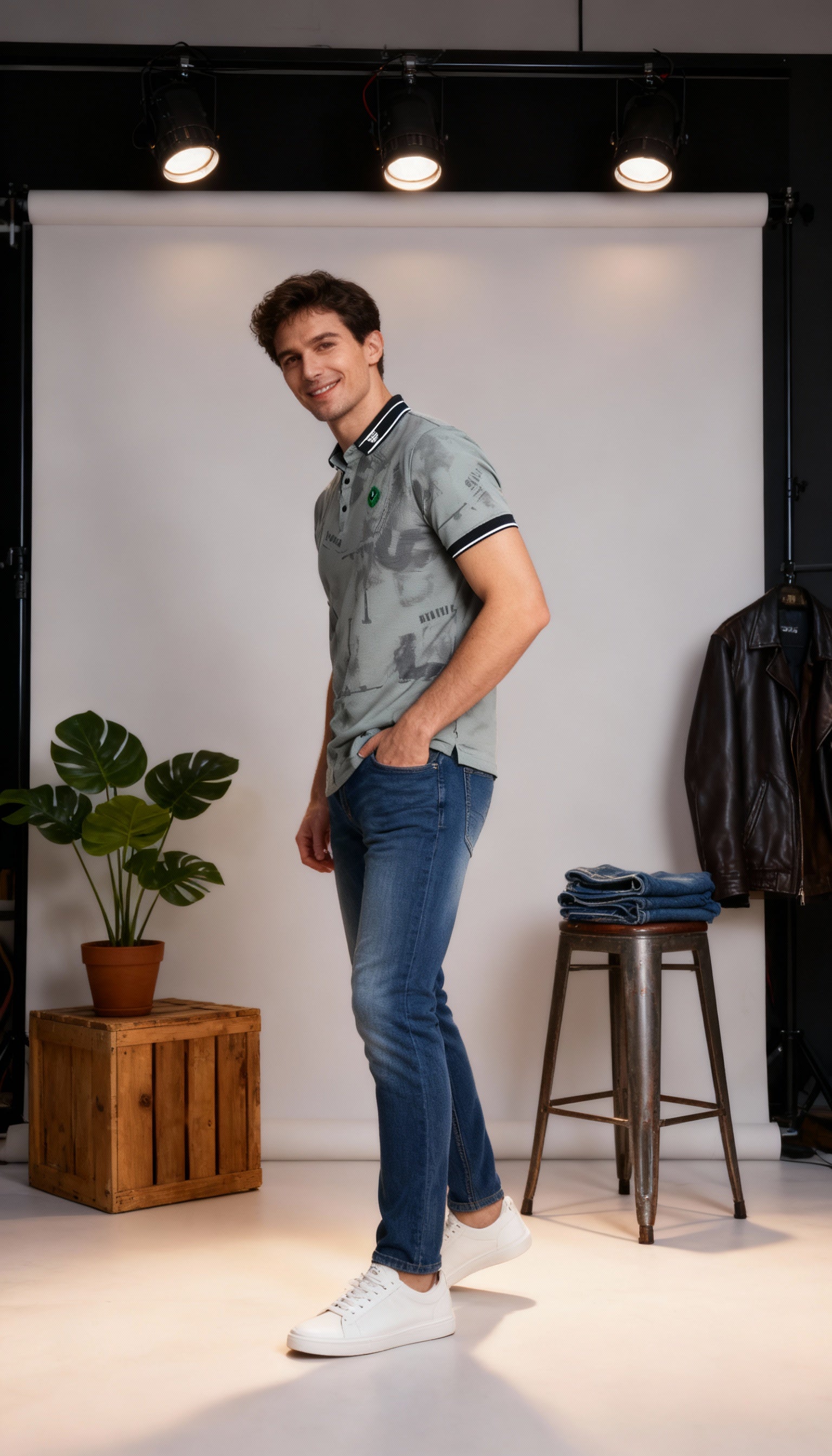 Self Printed Polo Men's T-Shirt