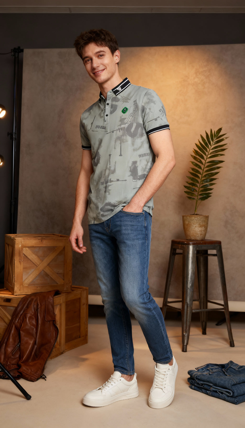 Self Printed Polo Men's T-Shirt