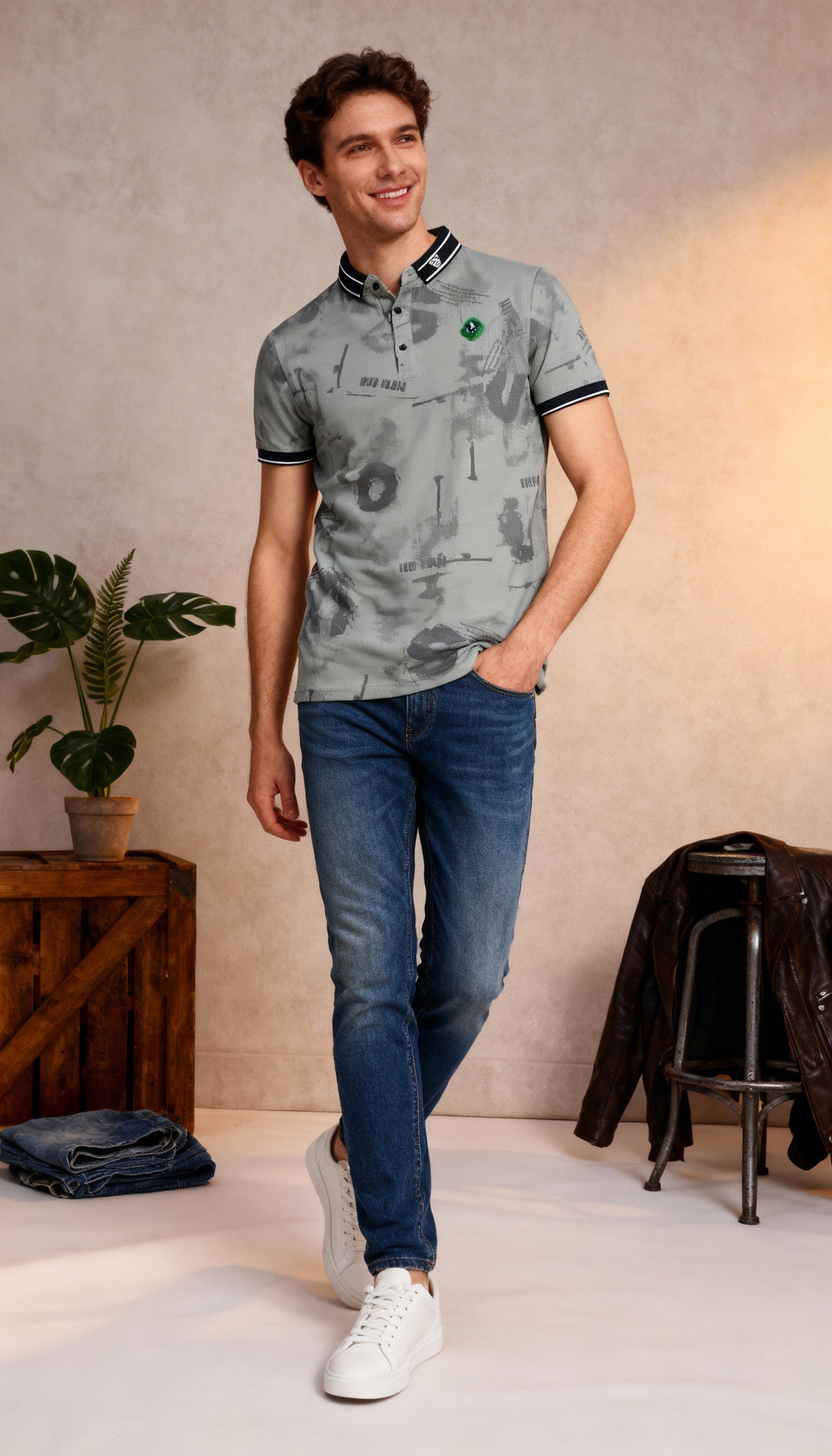 Self Printed Polo Men's T-Shirt