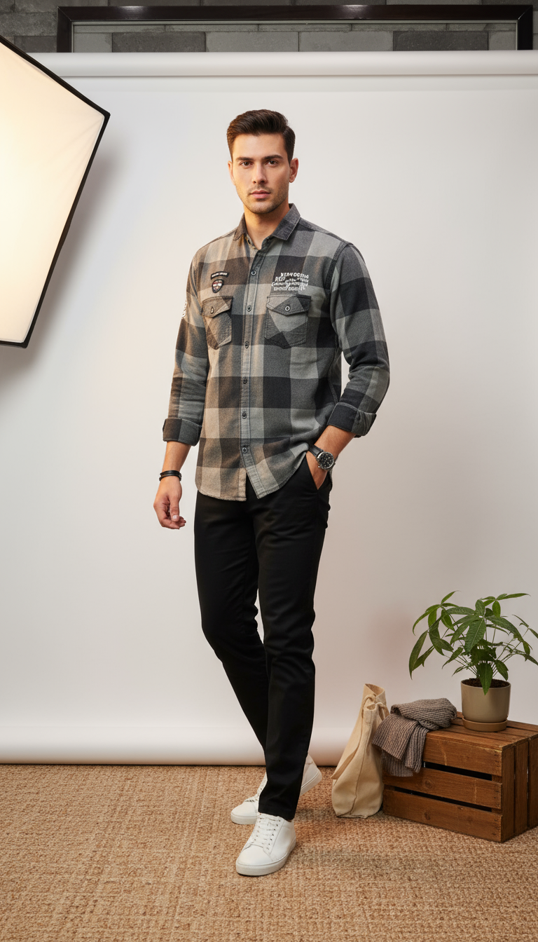 Checks Double Pocket Men's Shirt