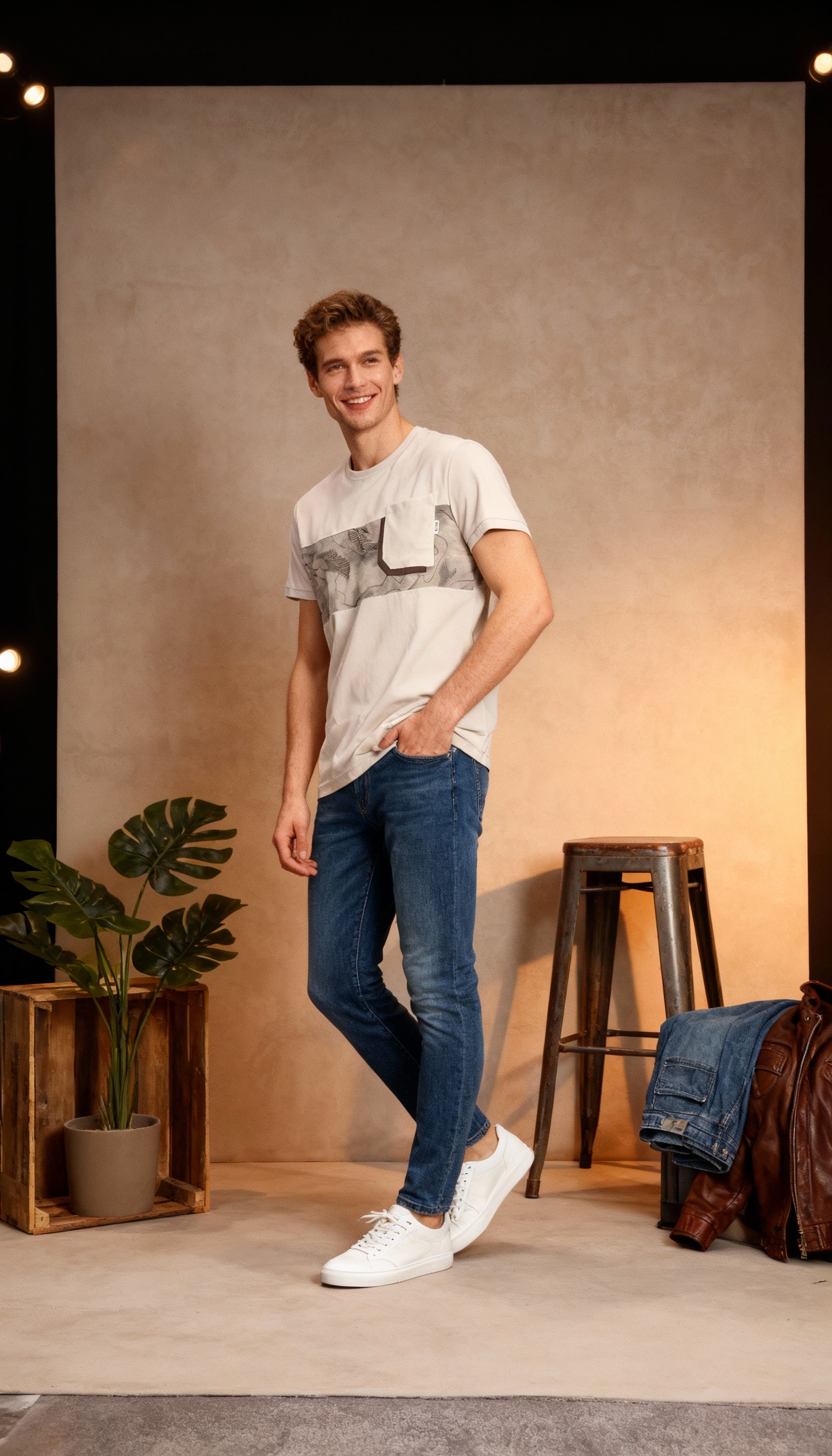 Self Printed Men's T-Shirt With Designed Pocket