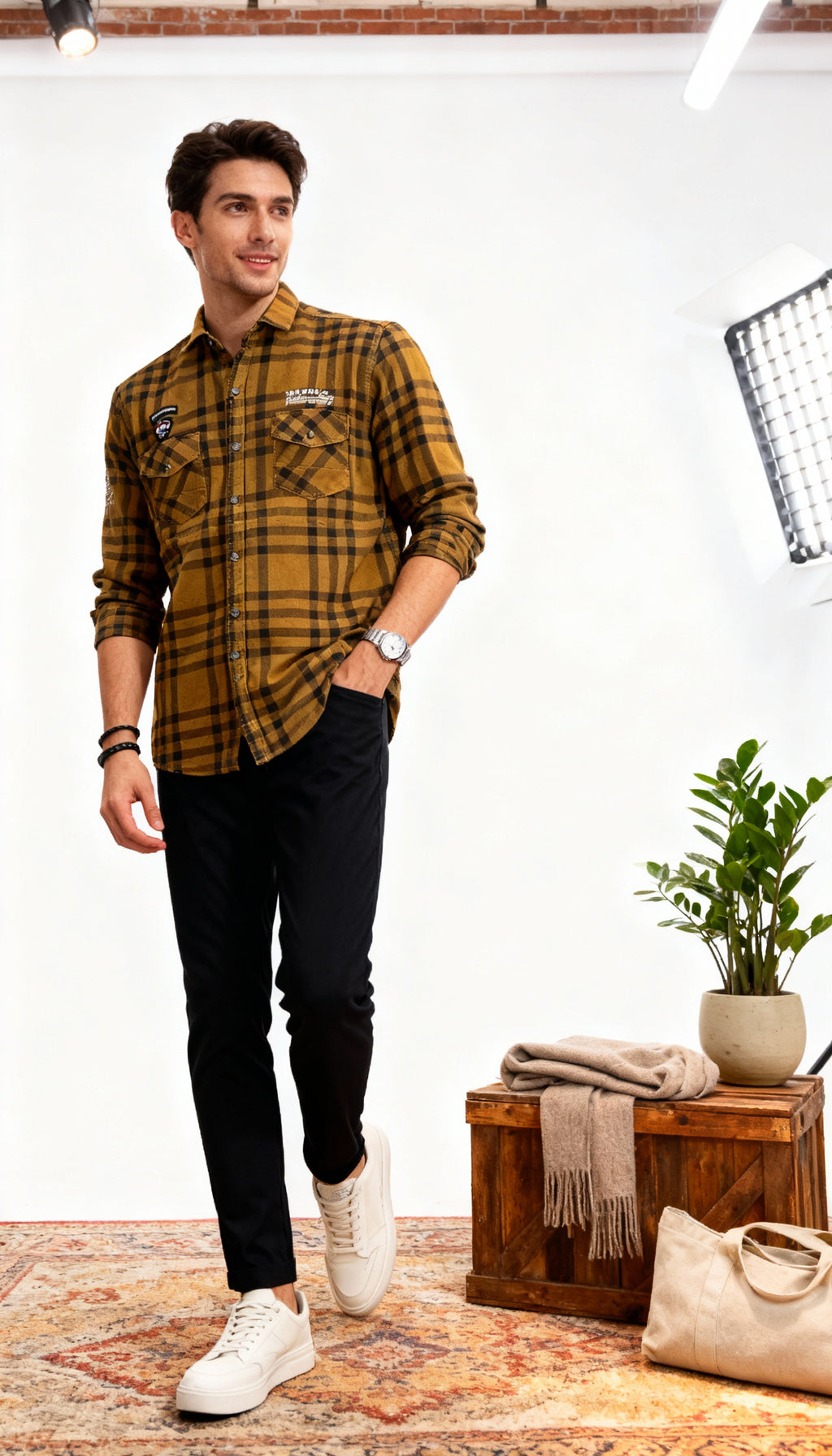 Checks Double Pocket Men's Shirt