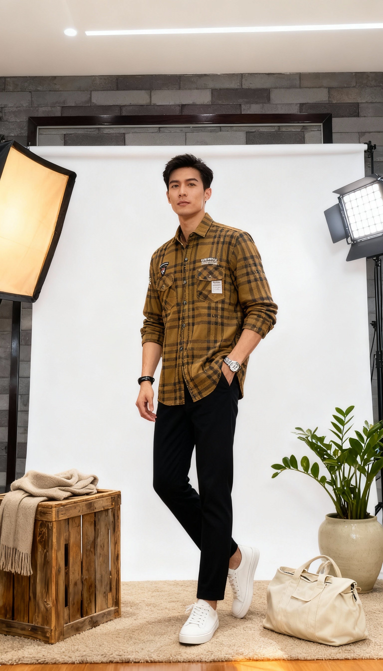 Checks Double Pocket Men's Shirt