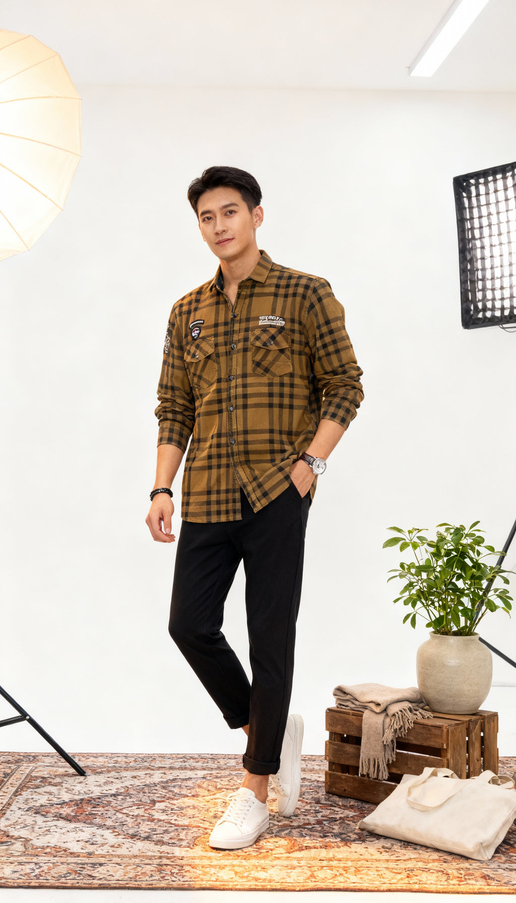 Checks Double Pocket Men's Shirt