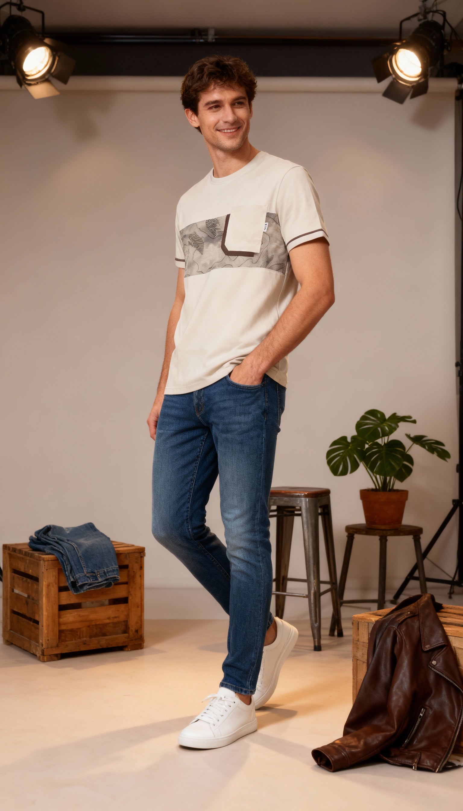 Self Printed Men's T-Shirt With Designed Pocket