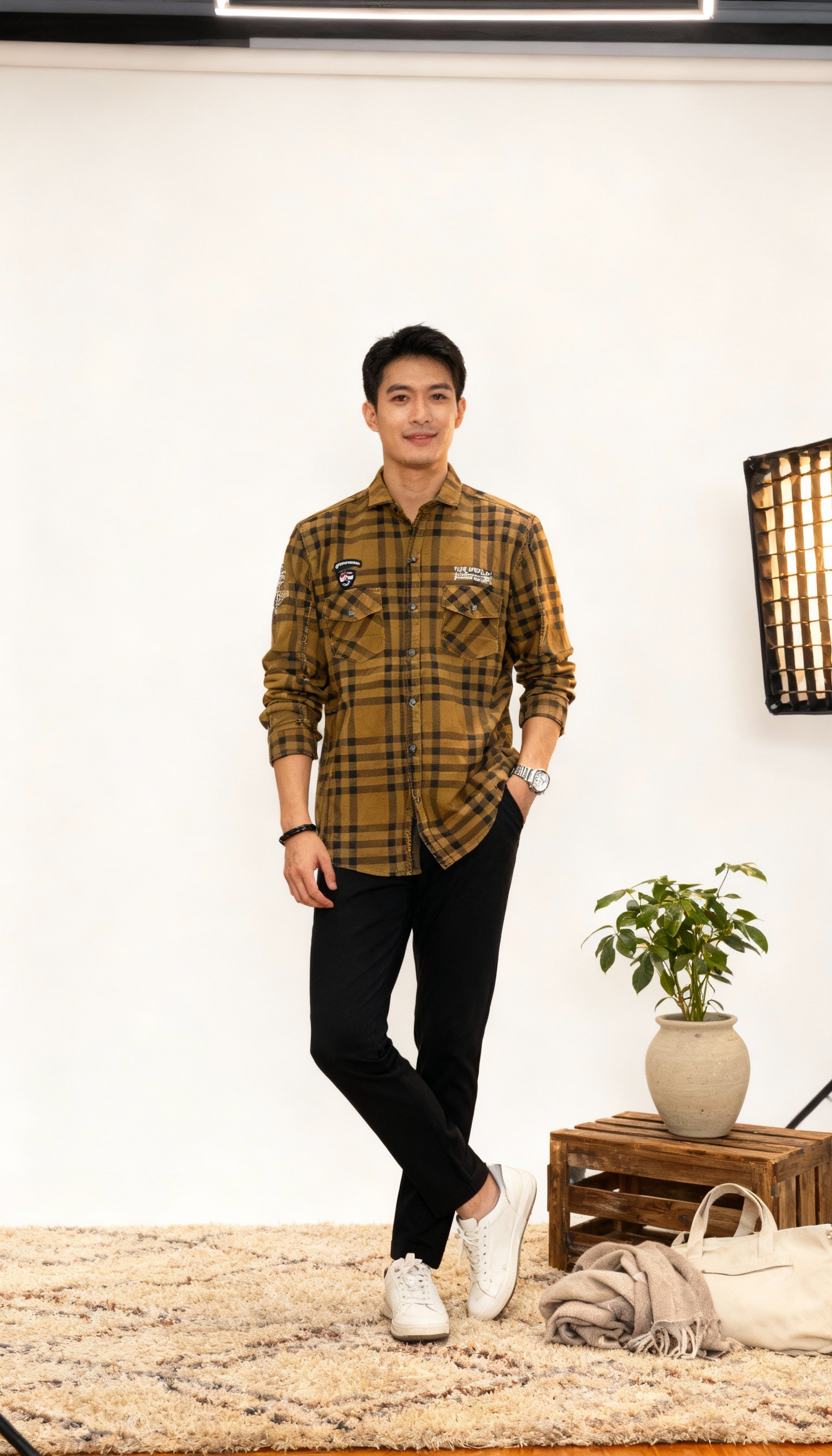 Checks Double Pocket Men's Shirt