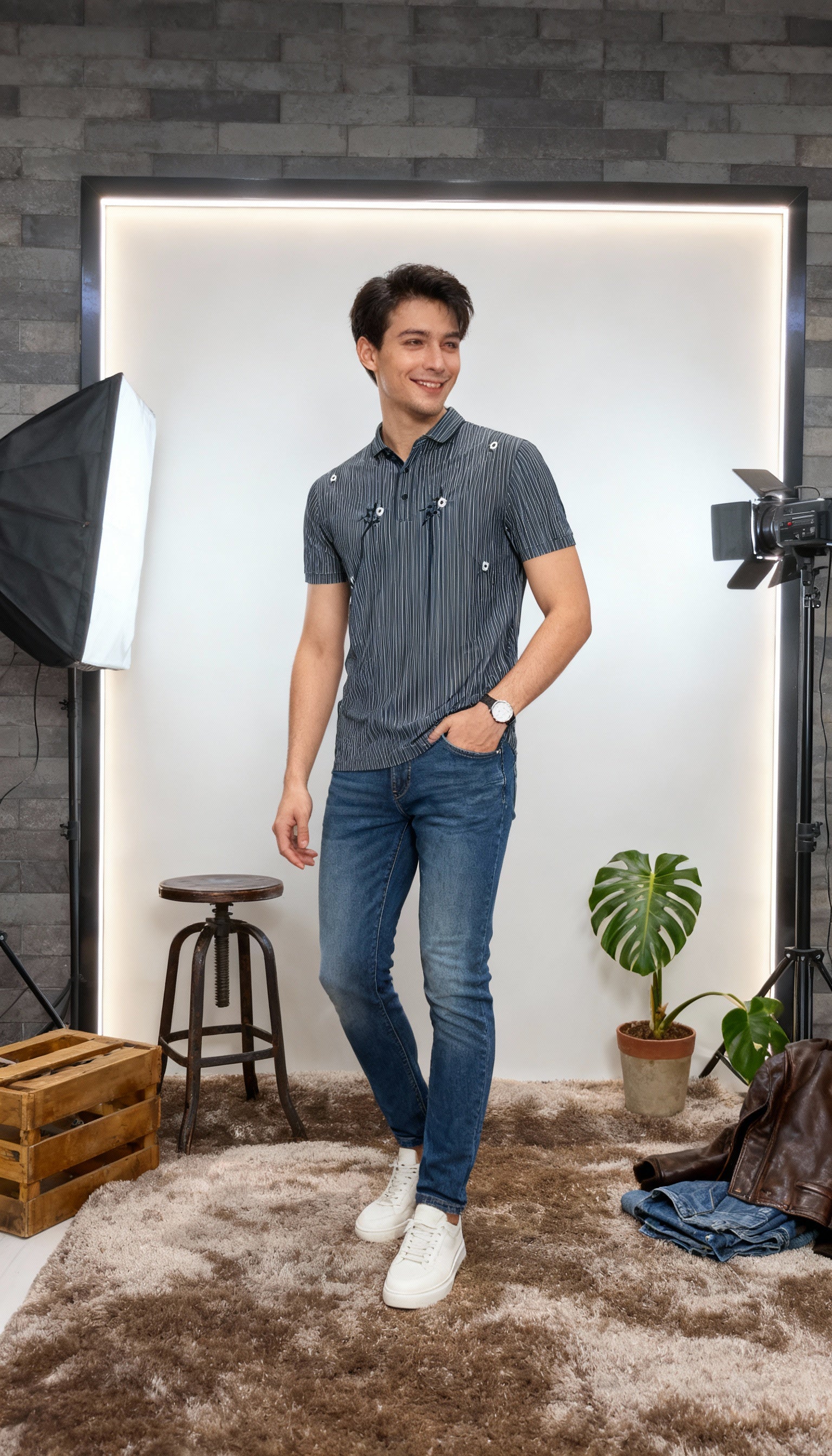 Self Printed Lining Men's Polo T-Shirt