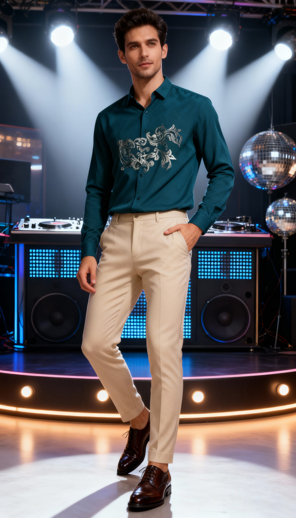 Self Design Premium Club Wear Sequin Men's Shirt