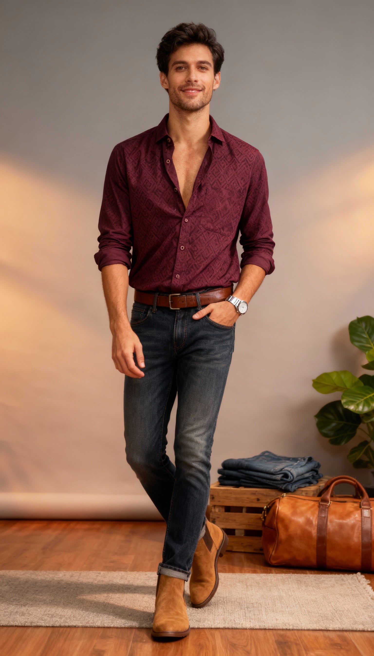 Self Design Casual Men's Shirt