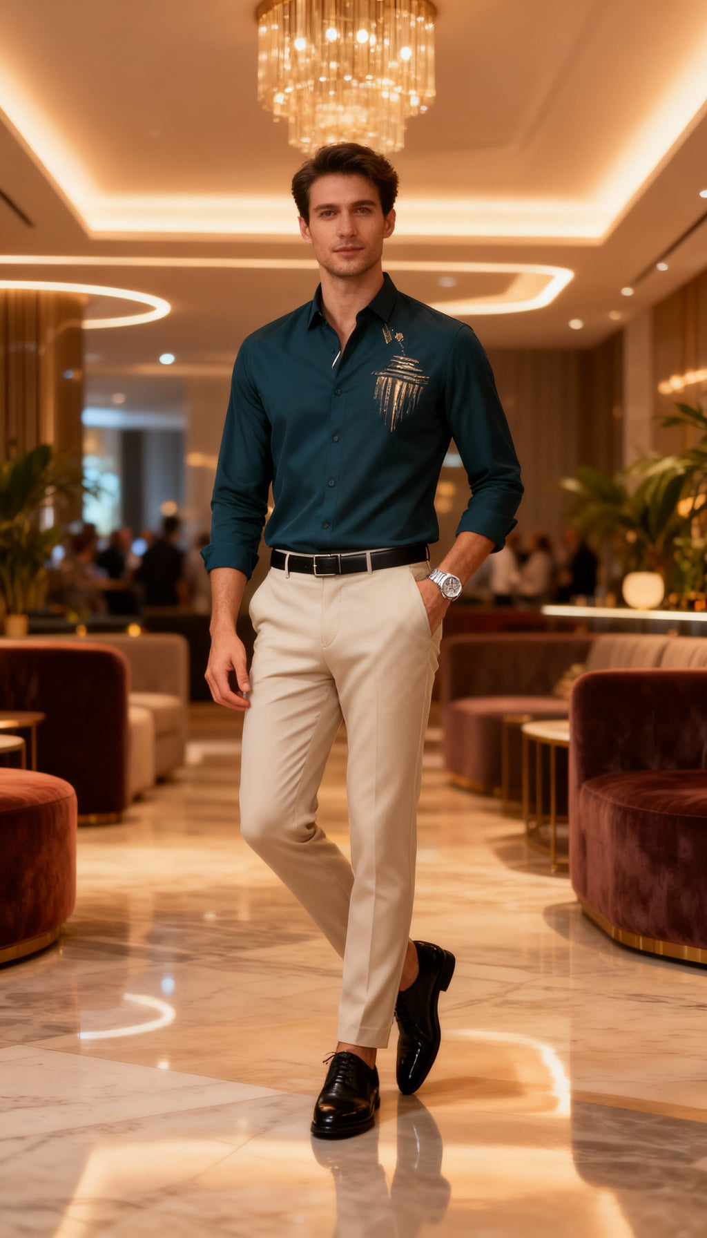 Self Design Premium Club Wear Sequin Men's Shirt