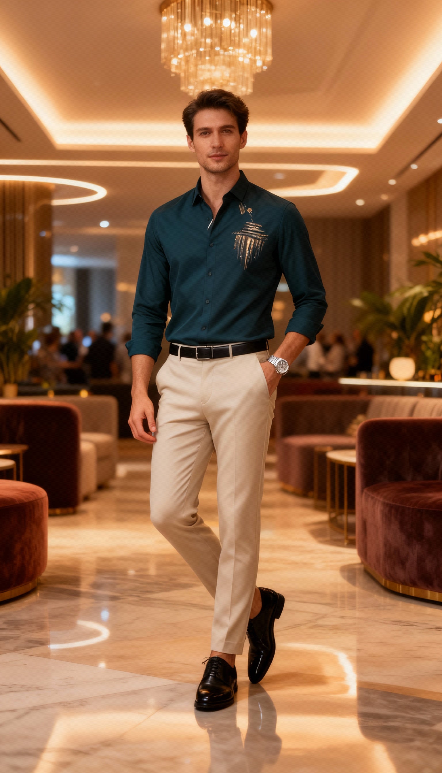 Self Design Premium Club Wear Sequin Men's Shirt