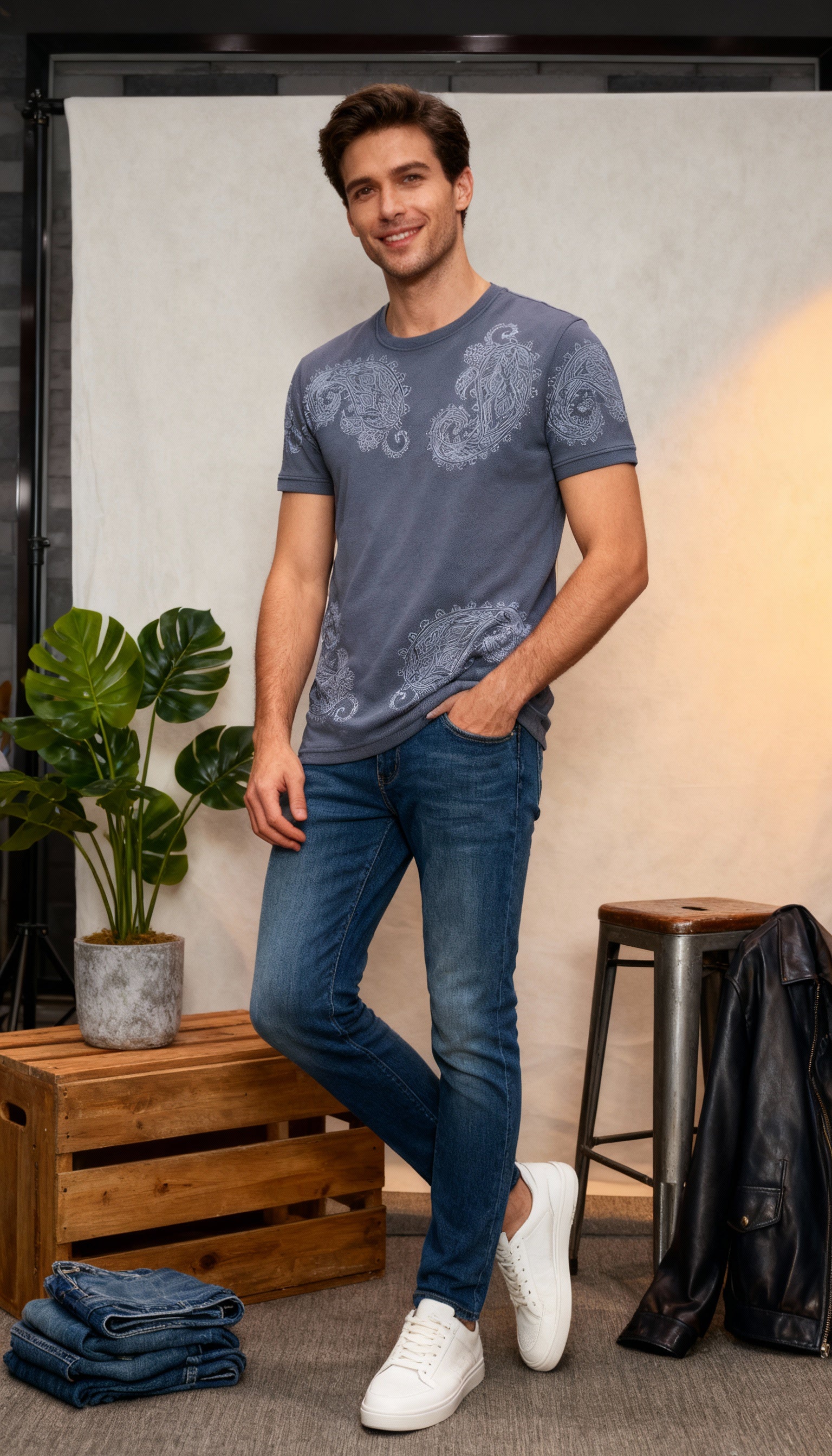 Self Printed Designer Men's T-Shirt