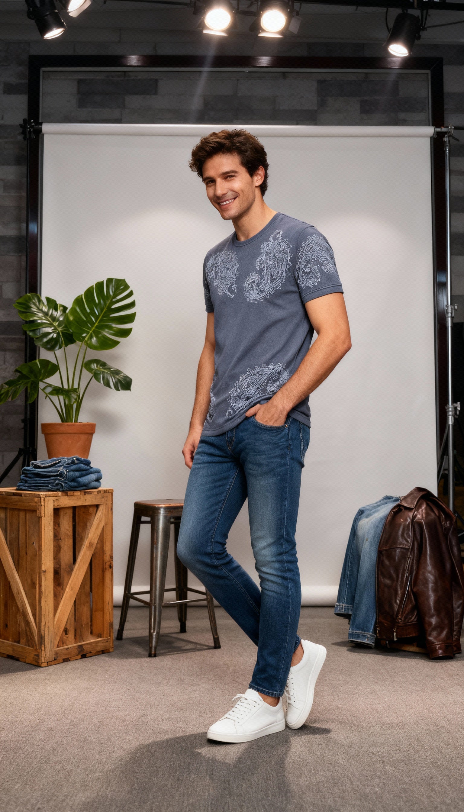 Self Printed Designer Men's T-Shirt