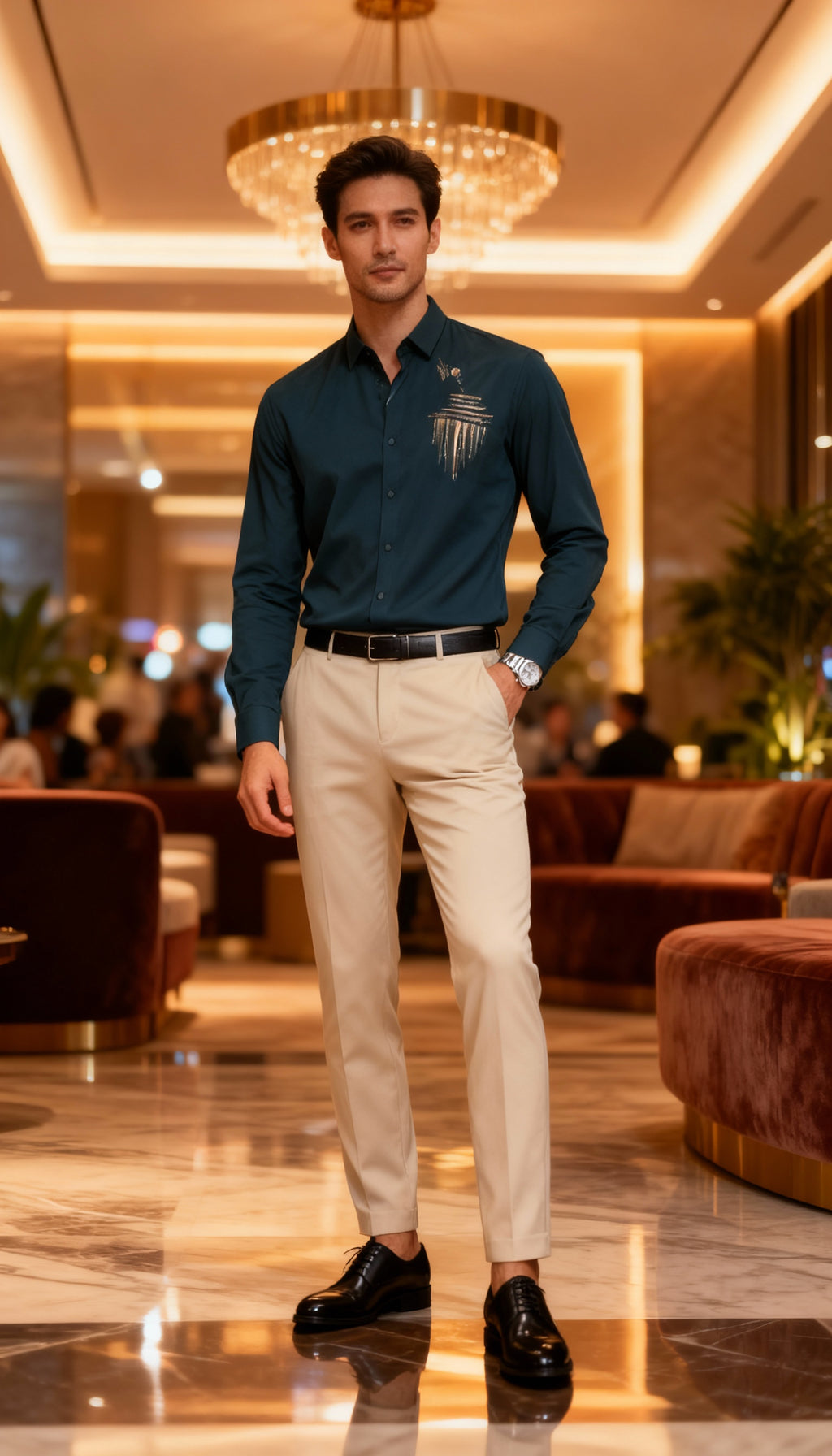 Self Design Premium Club Wear Sequin Men's Shirt