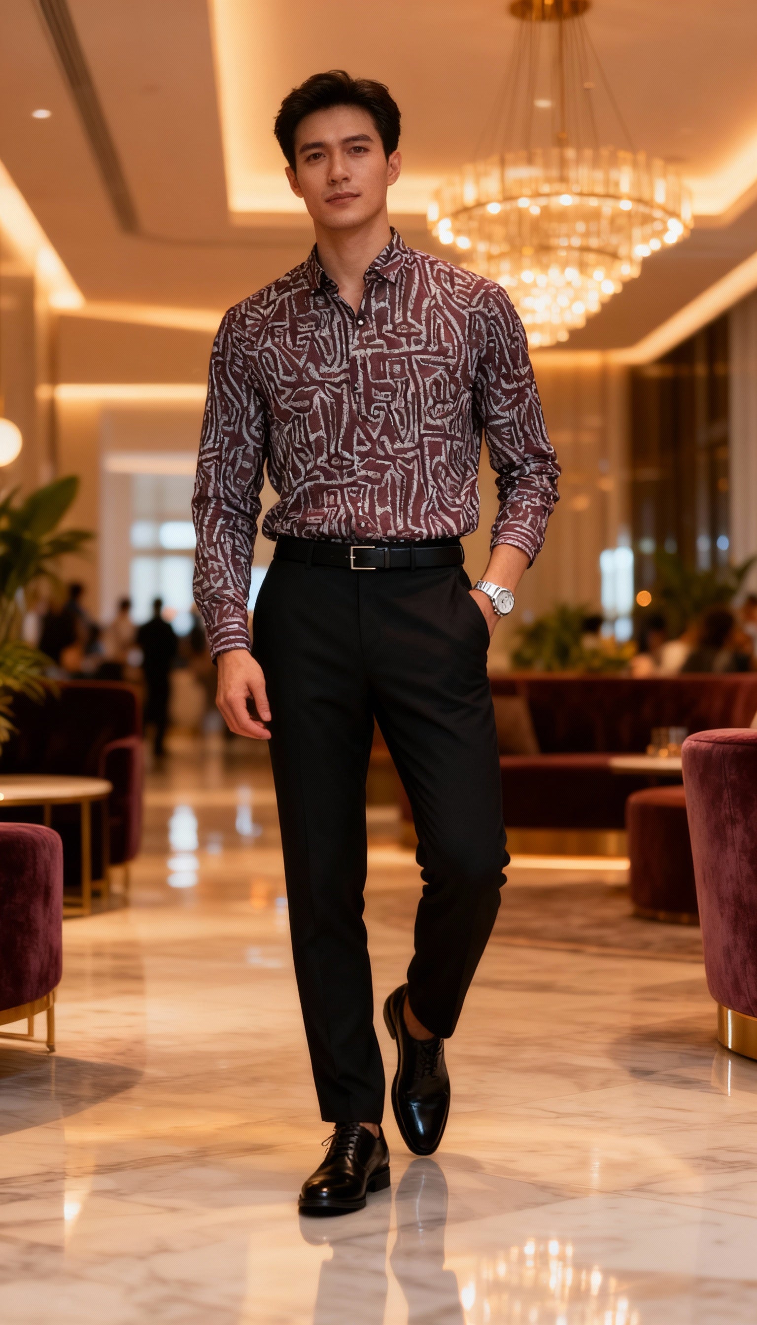 Self Printed Design Party Wear Men's Shirt