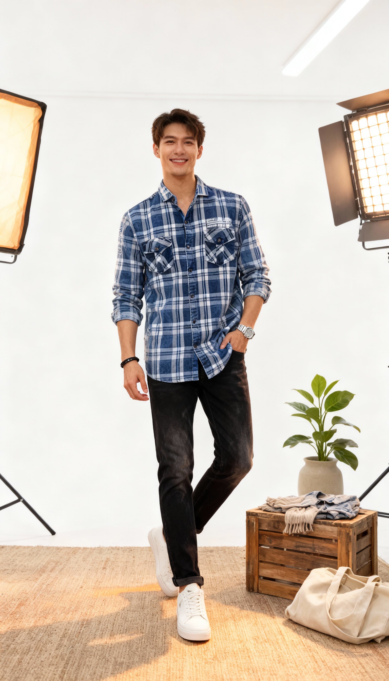 Checks Double Pocket Men's Shirt