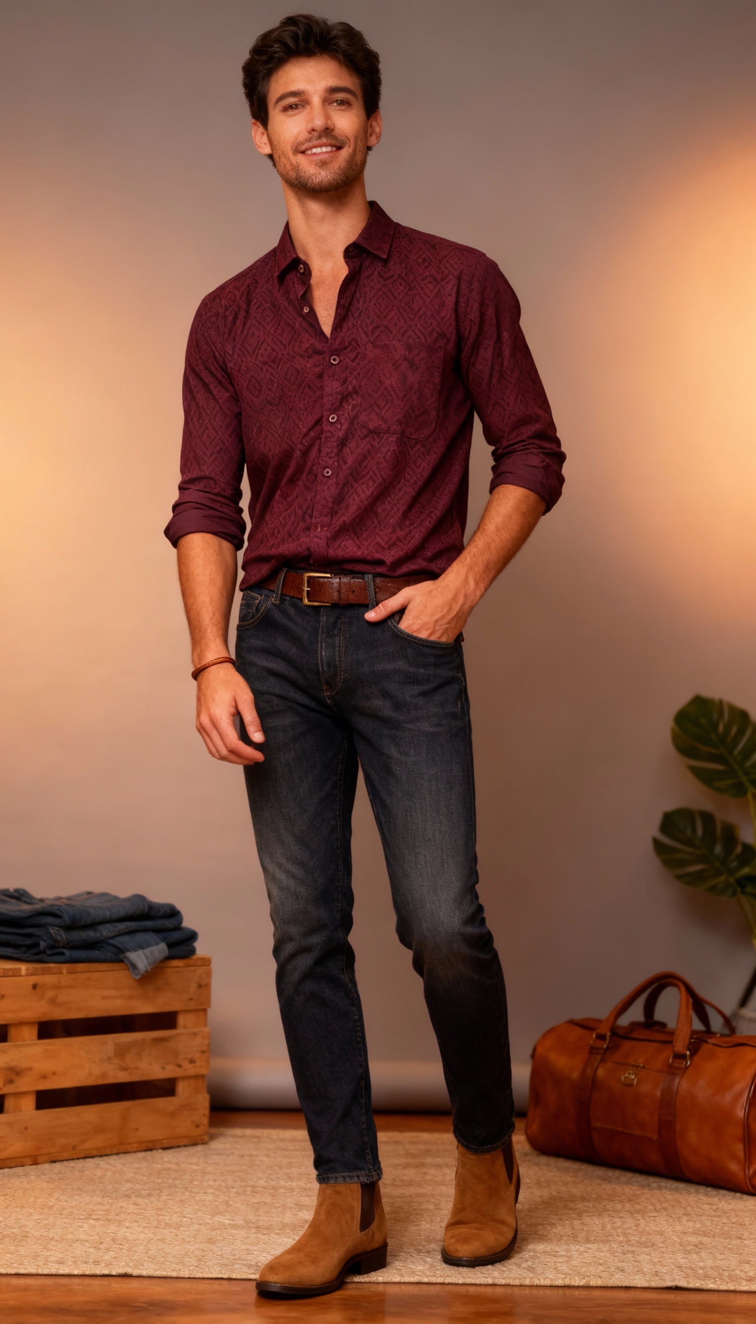 Self Design Casual Men's Shirt